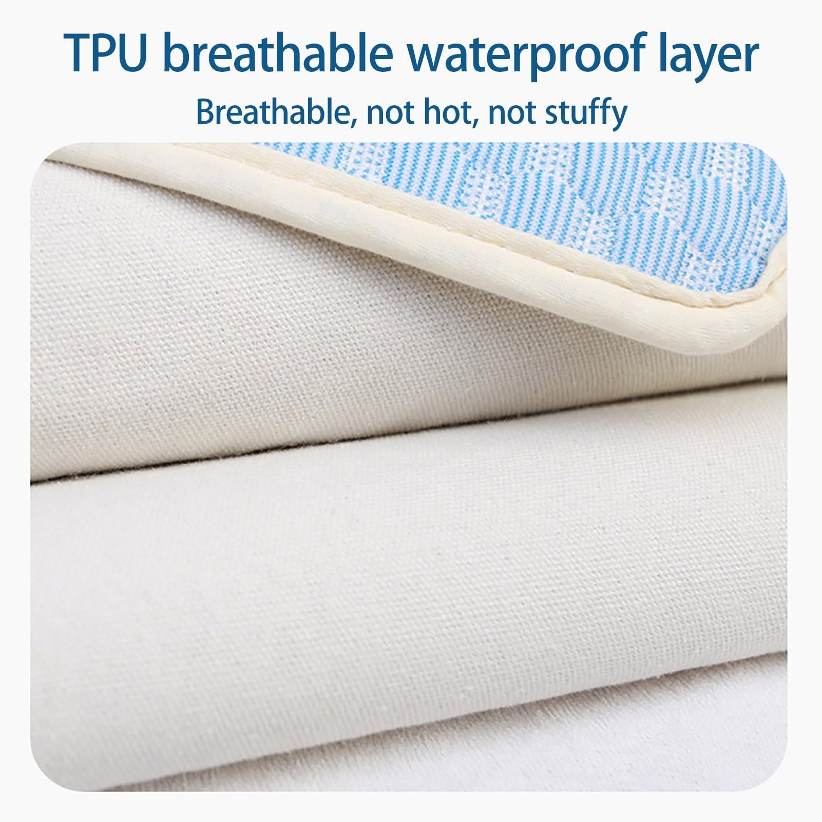 Seda Helada Protector Cama Engrosadas a Prueba de Fugas Empapadores Cama Adultos Lavables, Elevables Empapador Protector de Cama(Khaki,L)