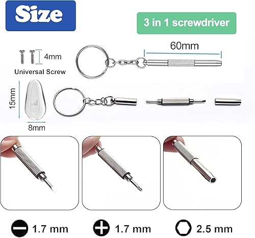 Miniatura 4 de 5 pares de almohadillas de nariz para anteojos, kit de reparación de repuesto de almohadillas de silicona suave, almohadillas de nariz atornilladas