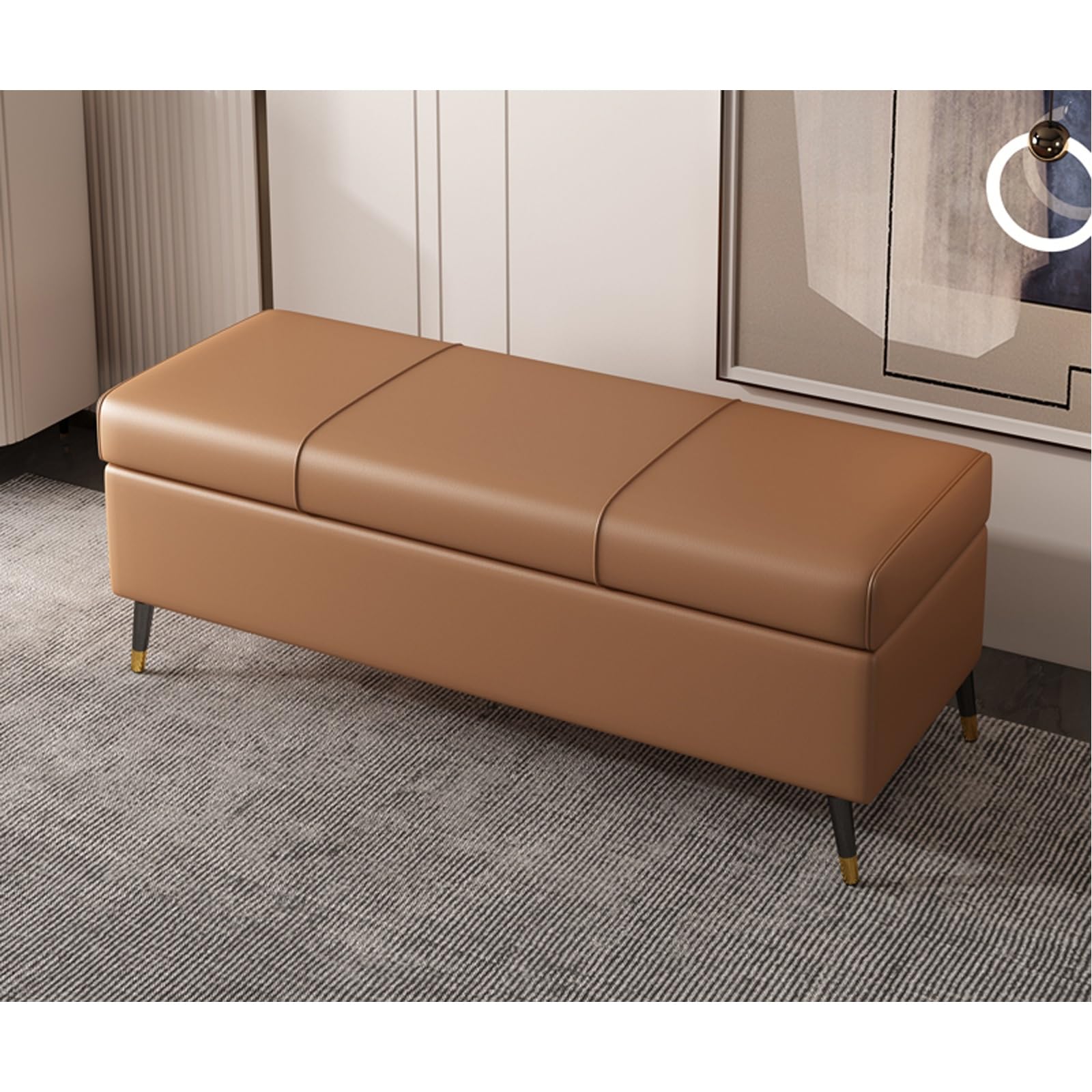 Coffre de rangement pour pied de lit en cuir synthétique chic d'entrée