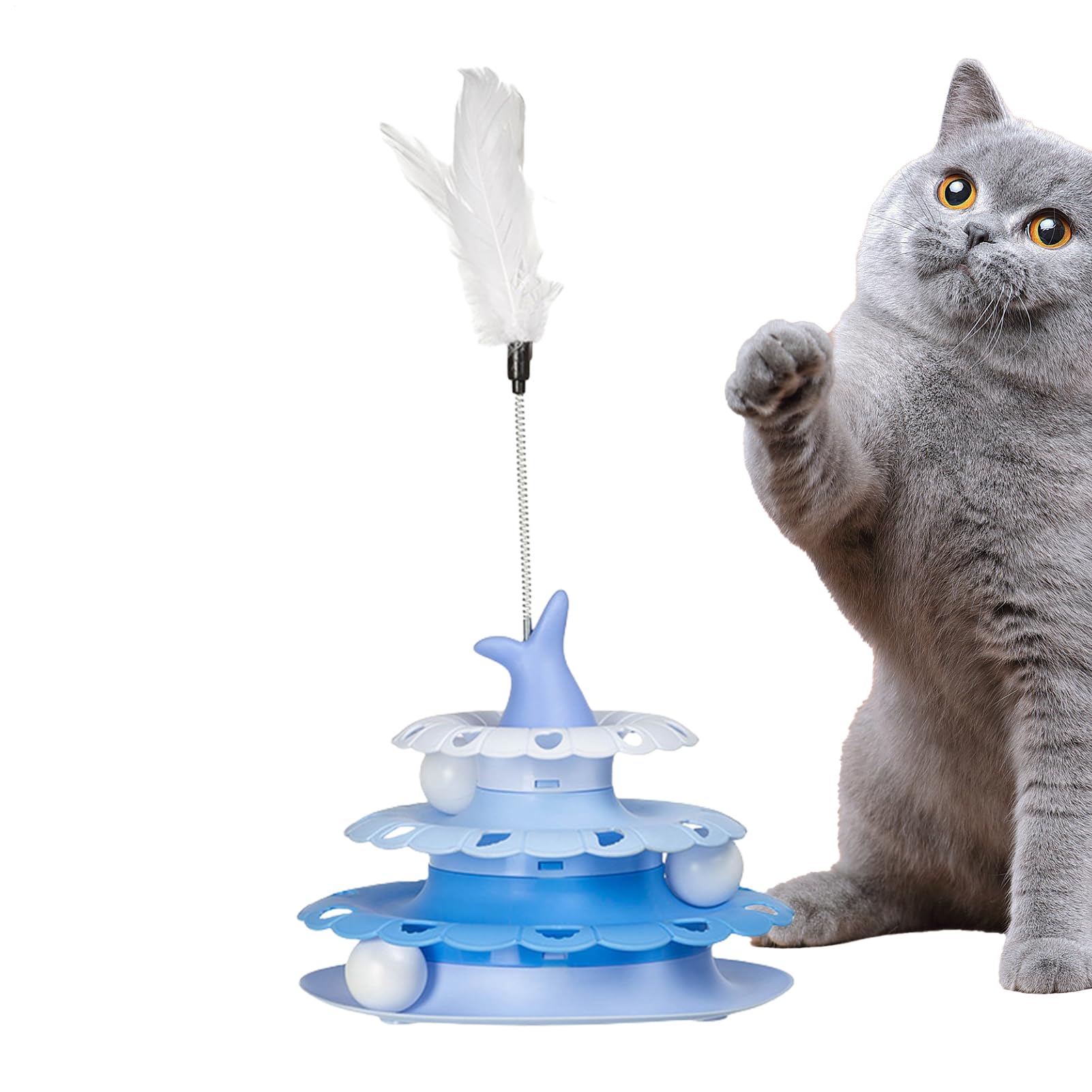 Tour de balle à rouleaux et stick de jeu interactif pour chat d'intérieur