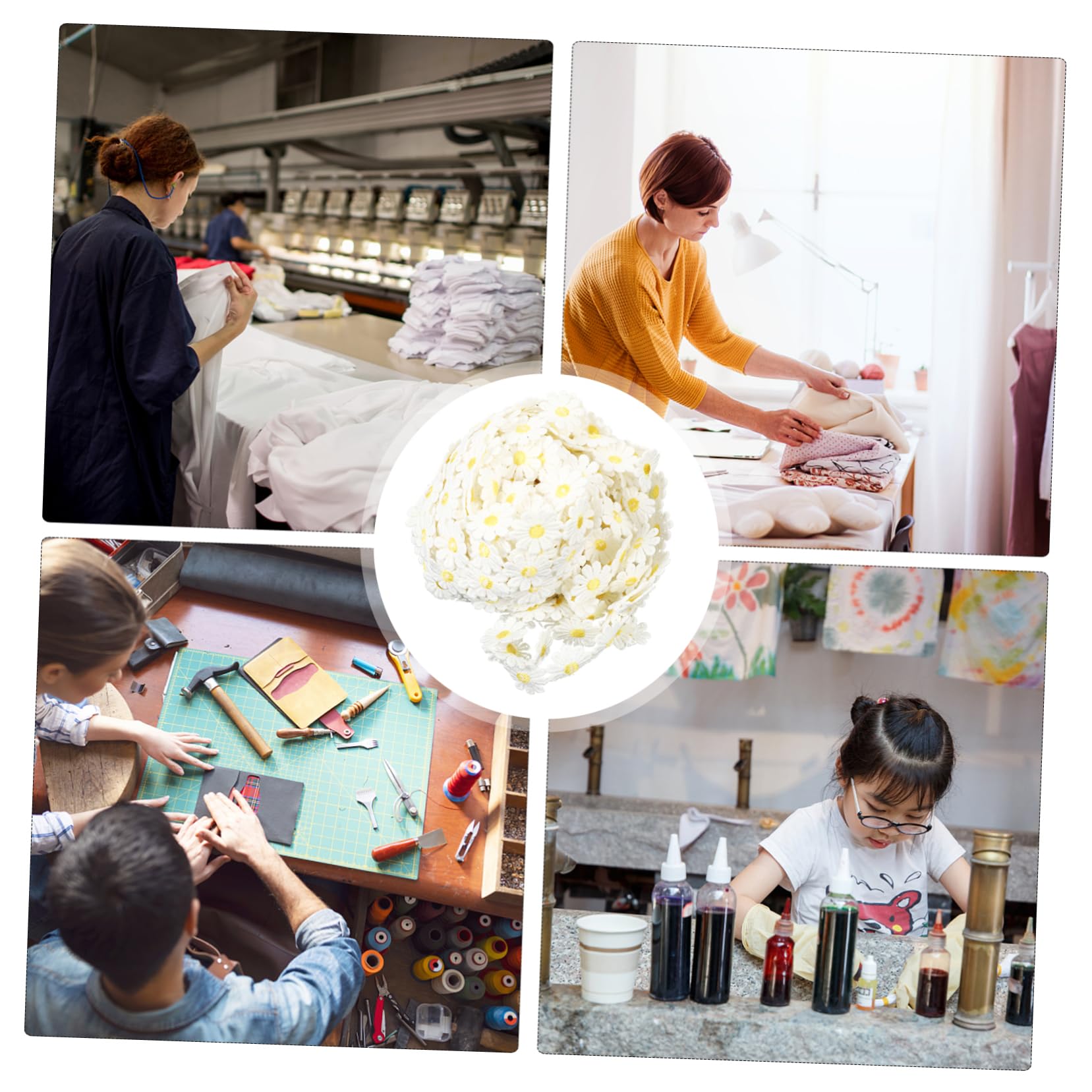 Operitacx 2piezas Cinta De Encaje De Flores Margaritas Yardas Para Manualidades Ribete Bordado Para Decoración De Ropa y Bodas Apliques Para Proyectos Creativos