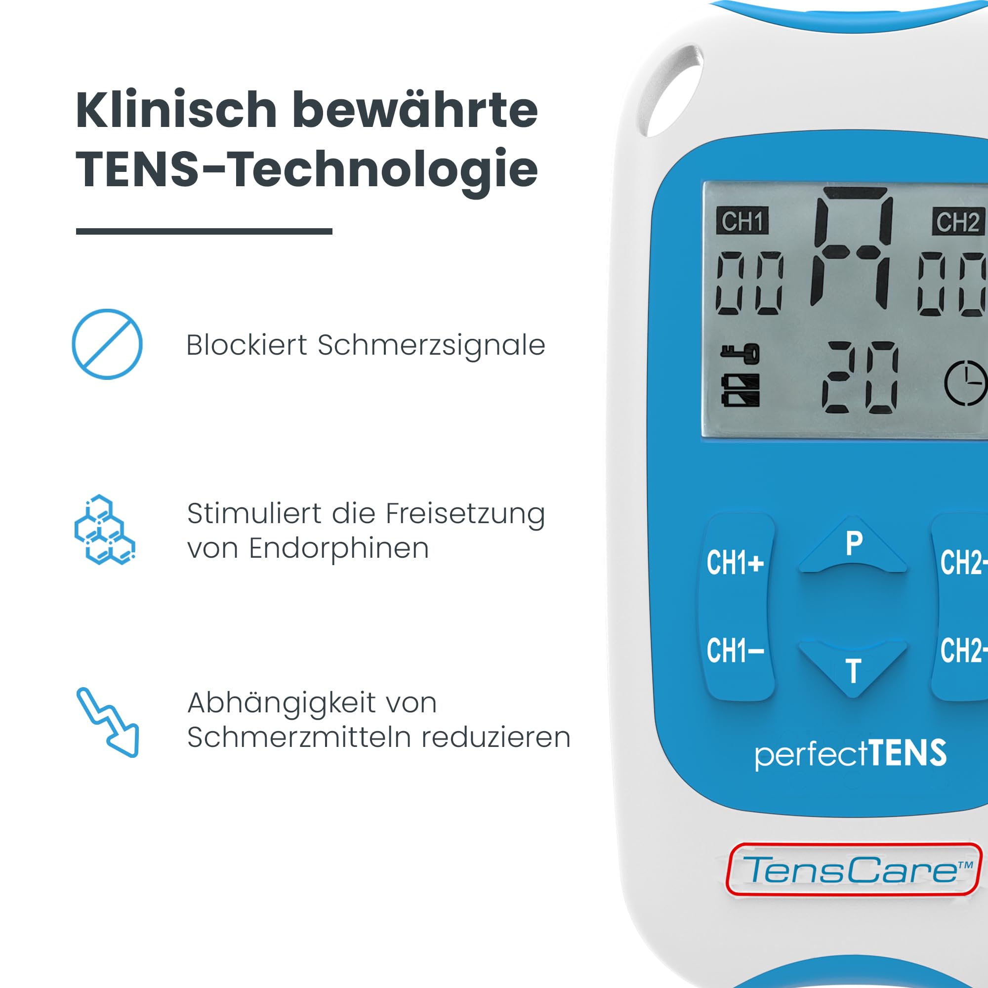Tenscare K-Perfect-elettrostimolatore di decine 2 programmi di canale con clinicamente testato