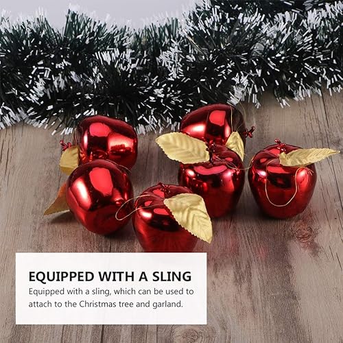 Miniatura 3 de 24 bolas inastillables para árbol de Navidad en forma de manzana, adornos colgantes para Navidad, vacaciones, bodas, fiestas (rojo)