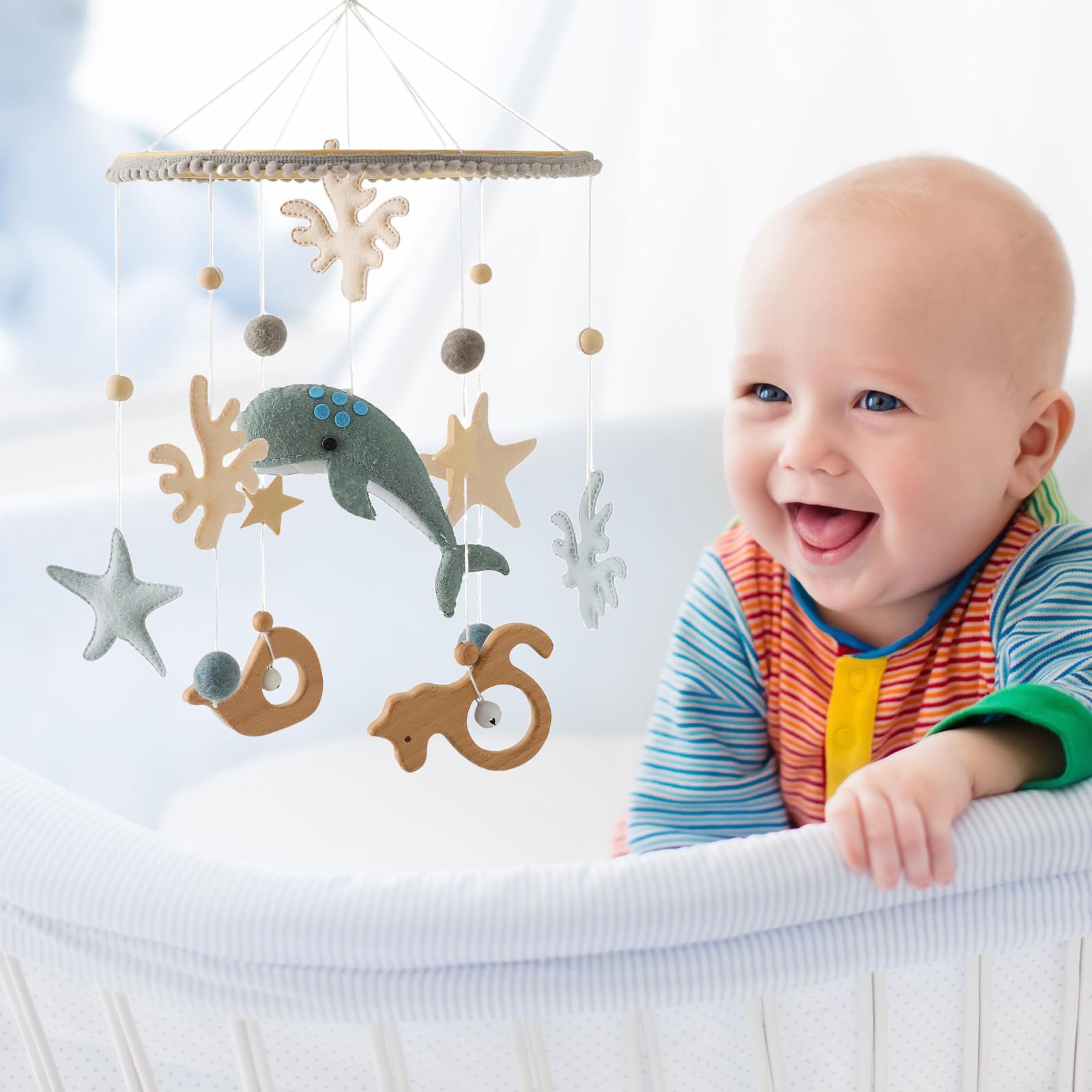 Süßes Baby Mobile Mit Heißluftballon & Sternen - Windspiel Für Bettchen, Wickeltisch & Zimmerdeko