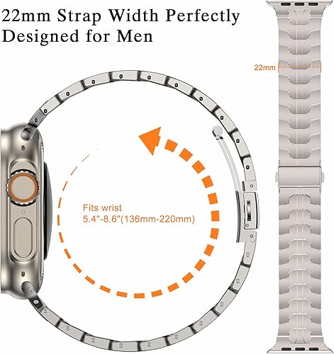 Miniatura 21 de MioHHR Correa y funda de acero inoxidable compatible con Apple Watch Band de 1.772 pulgadas, cubierta protectora de metal para hombres para iWatch
