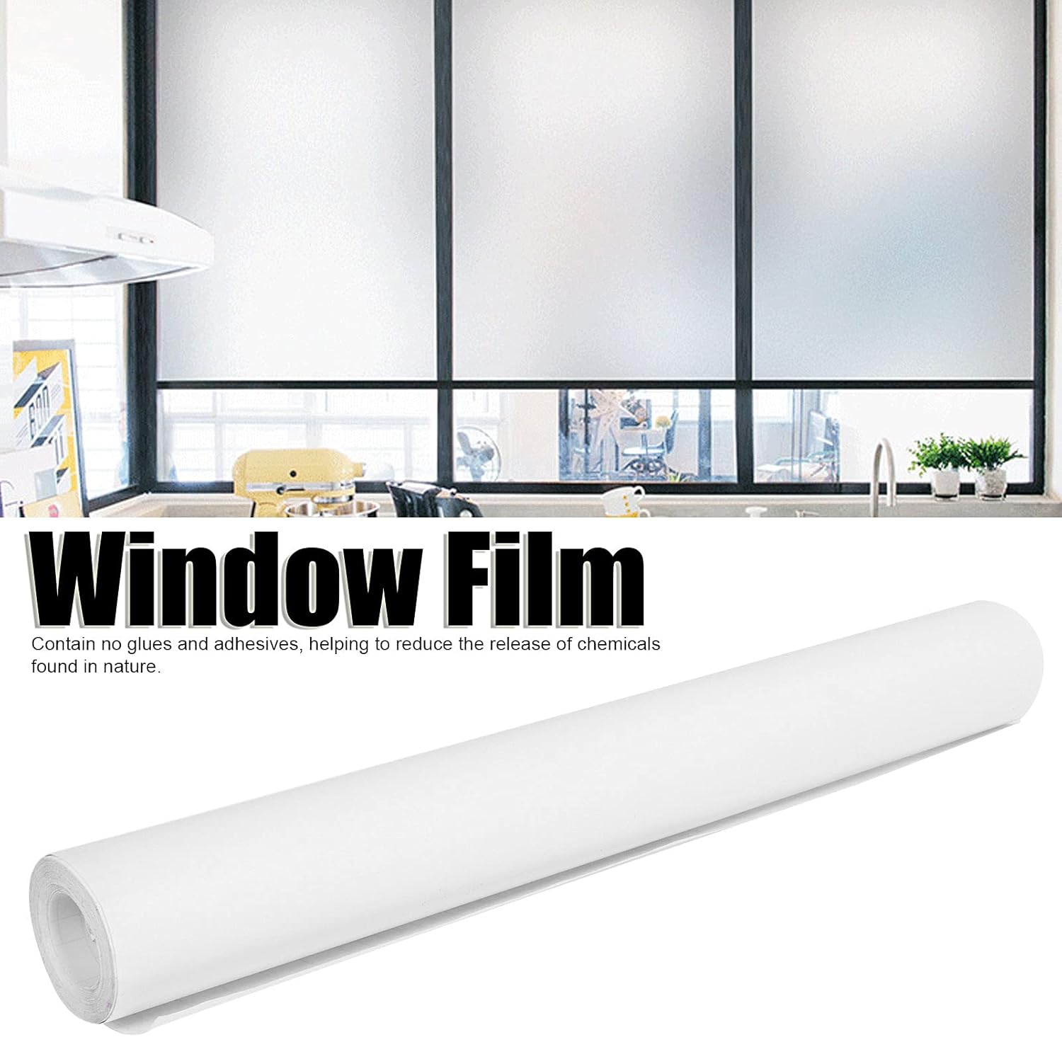 Window Film, Frosted Glass Film Reusable Window Film, for Bathroom Office(10m*60cm)