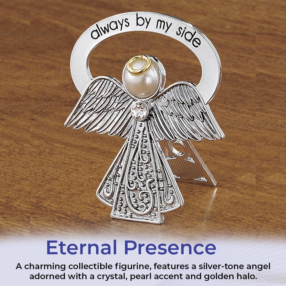Bedside Angel, Always by My Side, Nightstand Tabletop Collectible Figurine, Crystal Accent, 3”