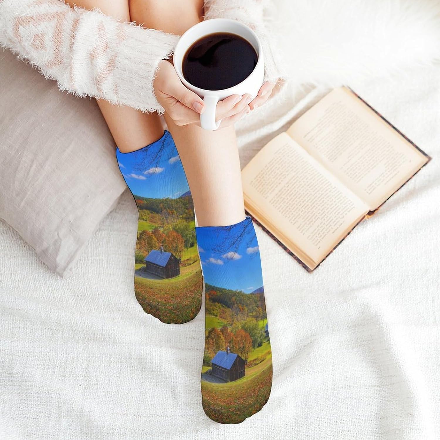 Foliage Vermont Plains Green Natural No Show Ankle Socks Low Cut Non Slip Flat Boat Line 5 Pairs Set
