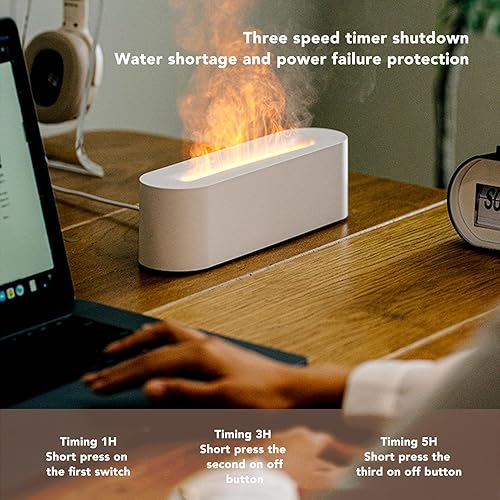 Miniatura 9 de Flame Diffuser Air Humidifier, Portable USB USB - Powered Flame Effect Humidifier 7 Colors, Black - Colorful Flame Effect, Dual Humidifying and