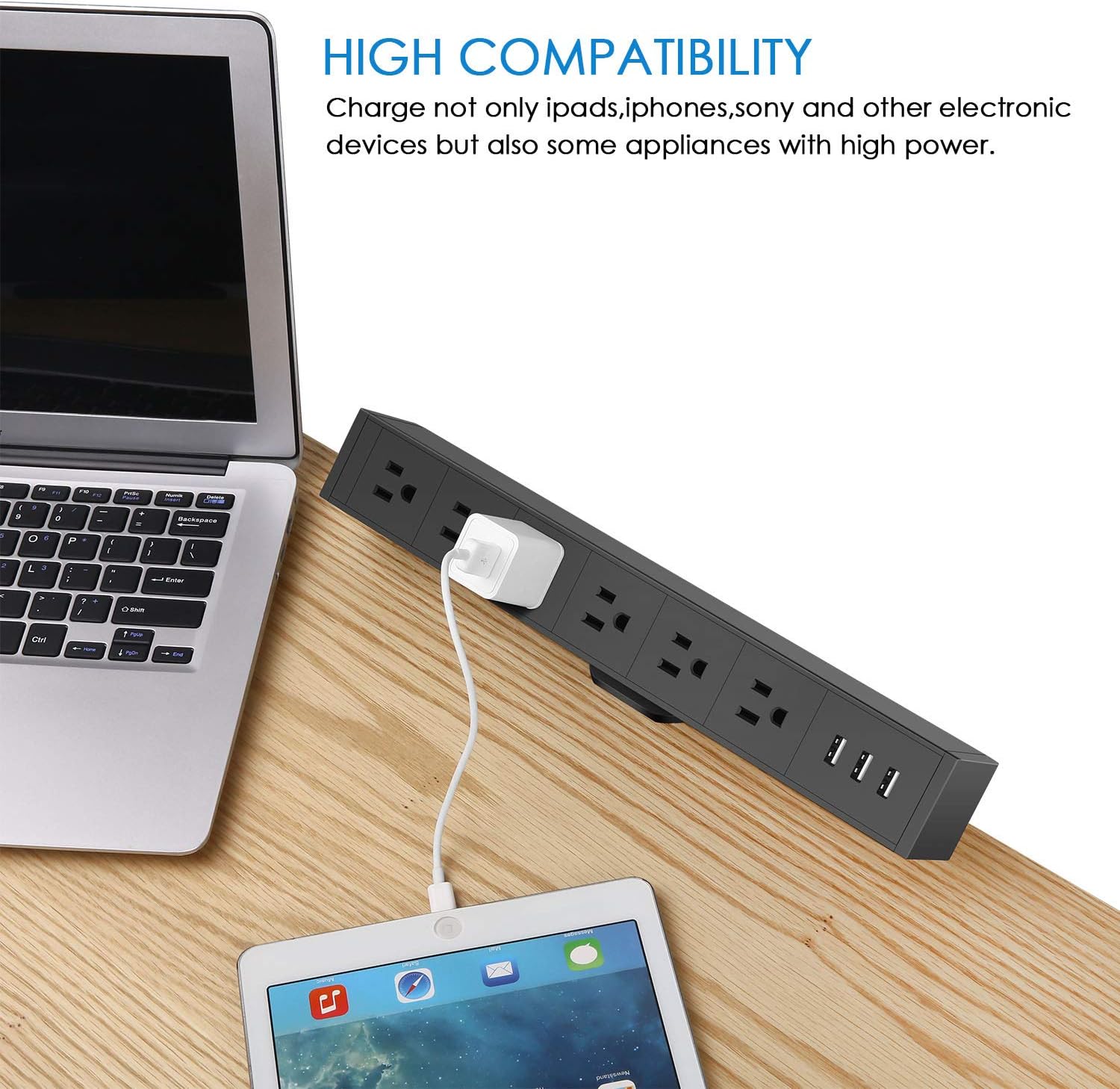 Buy CCCEI Metal 6 Outlet Desk Clamp Power Strip, 380J Surge Protector