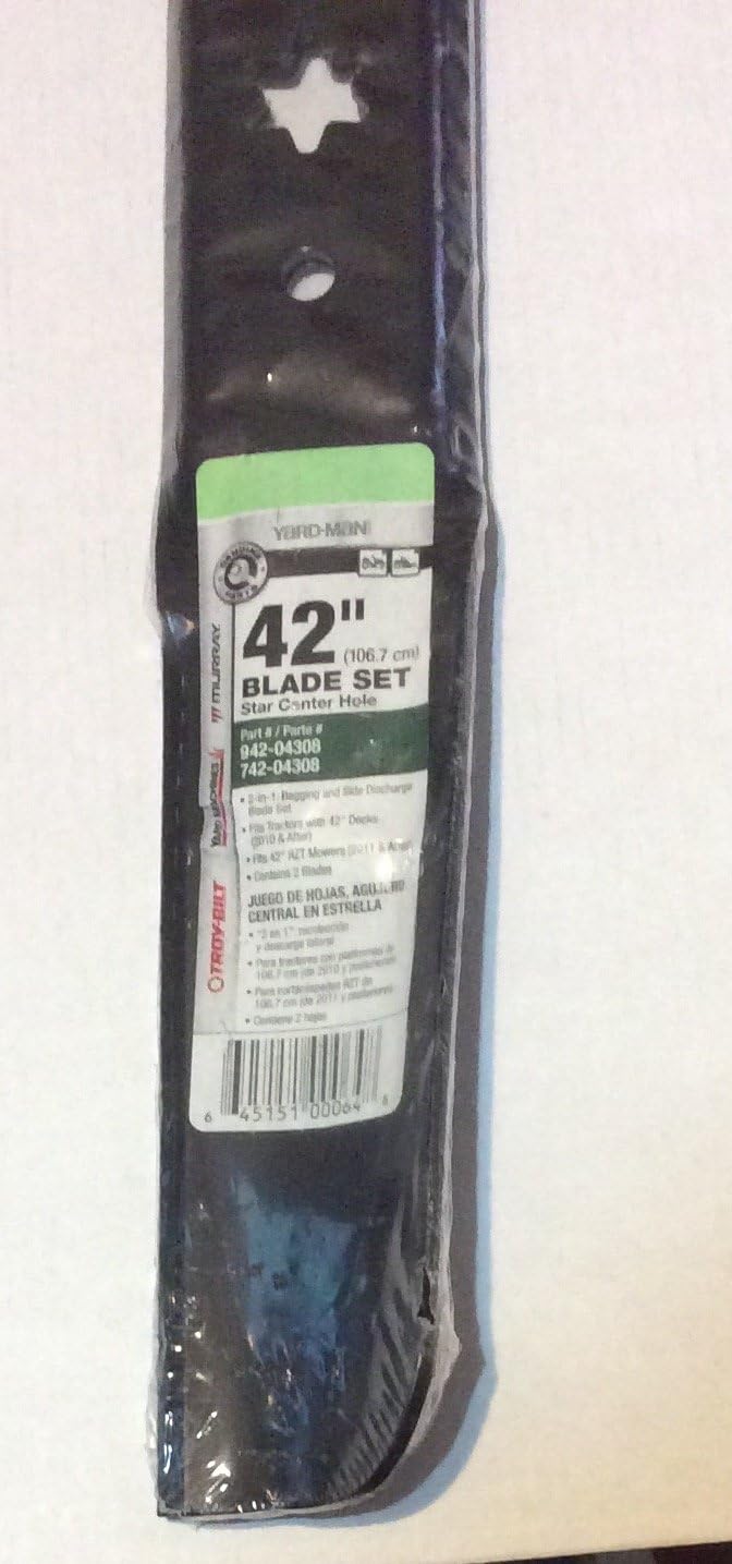Yard-Man 42" - 2 Blade Set - Star Center Hole Lawnmower Tractor Blades