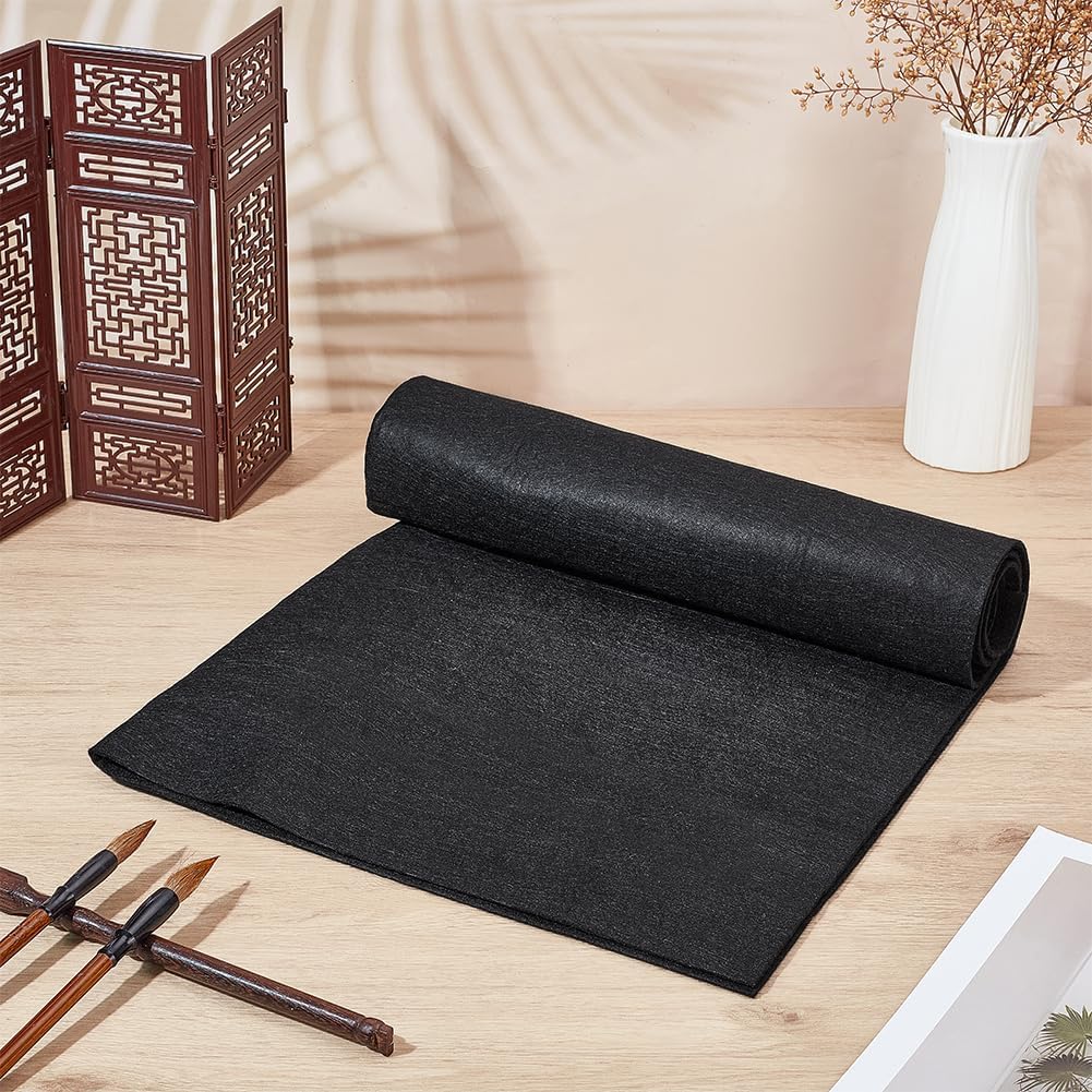PH PandaHall Chinese Calligraphy Drawing Felt Mat, Wool Drawing Sumi Xuan Paper Felt Mat Desk Pad for Traditional Chinese Calligraphy Painting Practicing, 39x28 inch, Black