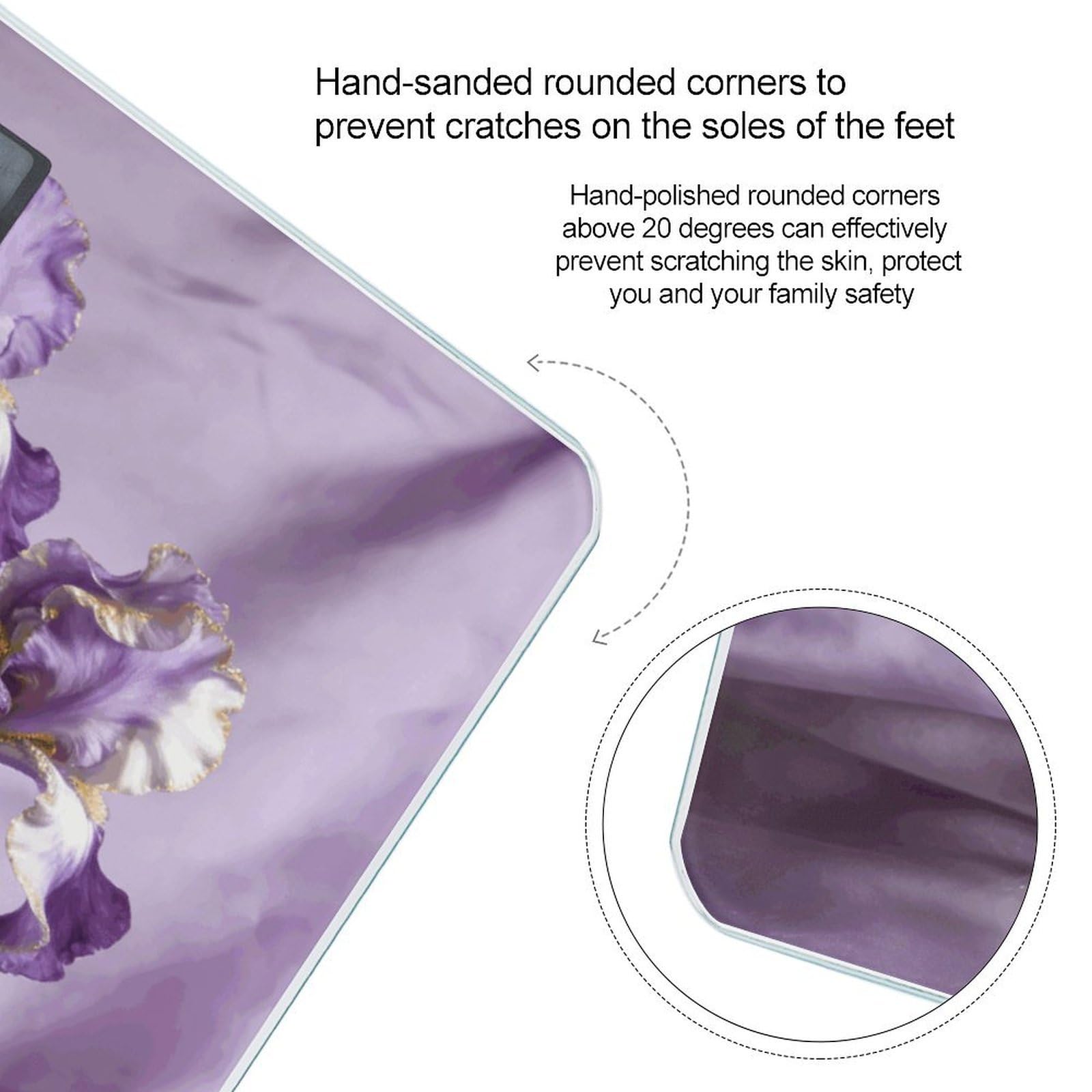 Elegante báscula de peso corporal inteligente violeta, alta precisión con pantalla LCD grande, báscula de peso duradera para uso doméstico, mide hasta 400 libras/180 kg