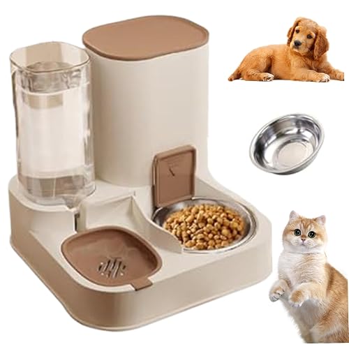 Comedero y dispensador de Agua automático para Gatos 2 en 1 de Acero Inoxidable y PP