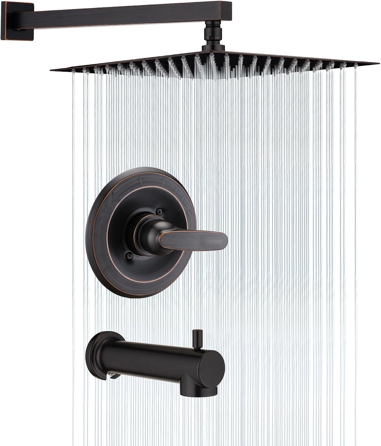 Replacement Faucet Shower Trim Kit for Delta 1300/1400 & 13/14 Series, Tub Shower Faucet Set, High Pressure 12" Square Rain Shower Head - Oil Rubbed Bronze (Valve/Cartridge Not Included)