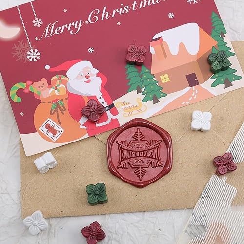 Miniatura 5 de Sello de cera de Navidad, sello de cera de Papá Noel y sello de cera de sellado de copo de nieve para sobres de invitación, tarjetas, manualidades,