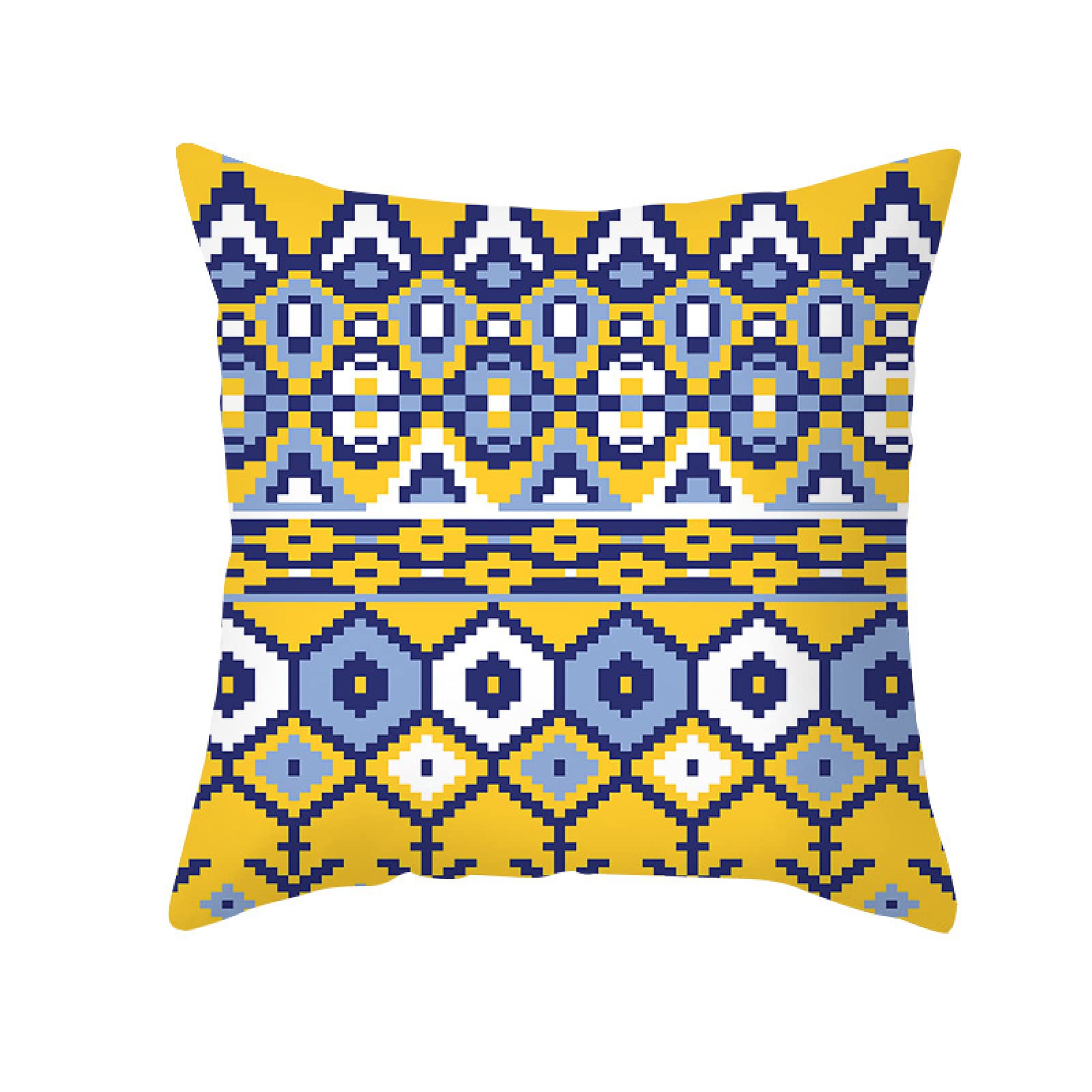 Cushion Covers Yellow Geometry Pillow Cases Soft Linen Bed Cushions with Covers Included Washable Sofa Cushions with Invisible Zip Pillowcase Breathable Pillow Cover Cushion Cover 80x80cm/1 Pack