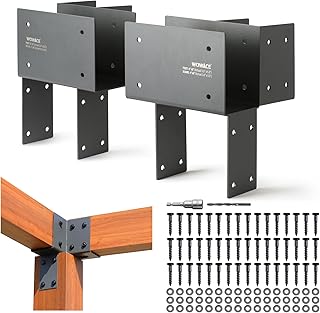 WOWACE 2 Pack 4x6 (Actual 3.5"x5.5") Heavy Duty Stainless Steel Pergola Brackets - Corner Post to Beam Connector for Gazebos, Patio Decks, Porches - Wood Post Cap Tie Bracket (Dark Gray)
