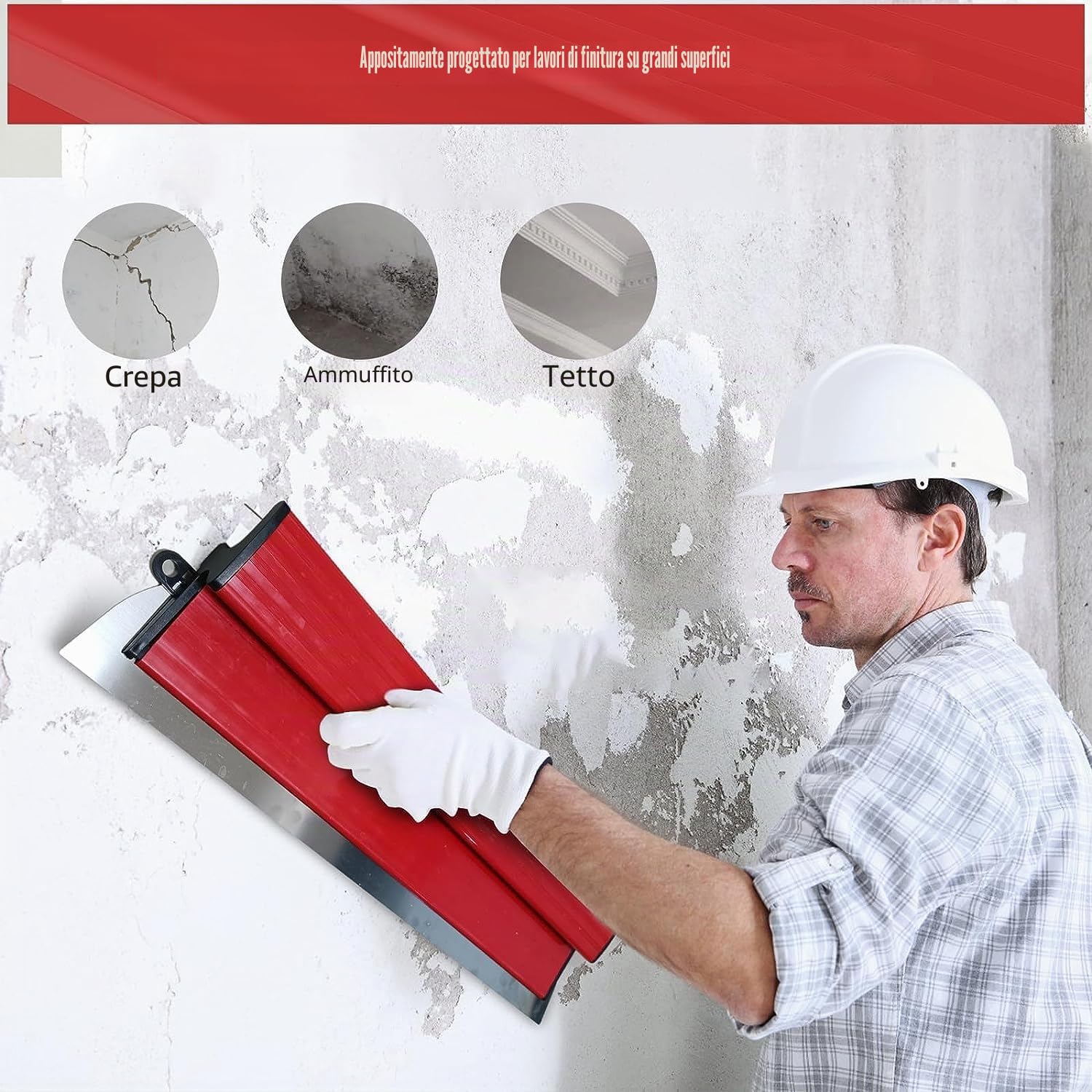 suokoun Spatole per Stucco, 60 cm, con lama in acciaio inossidabile da 0,35 mm, coltello semi flessibile per cartongesso per cemento e pareti in calcestruzzo