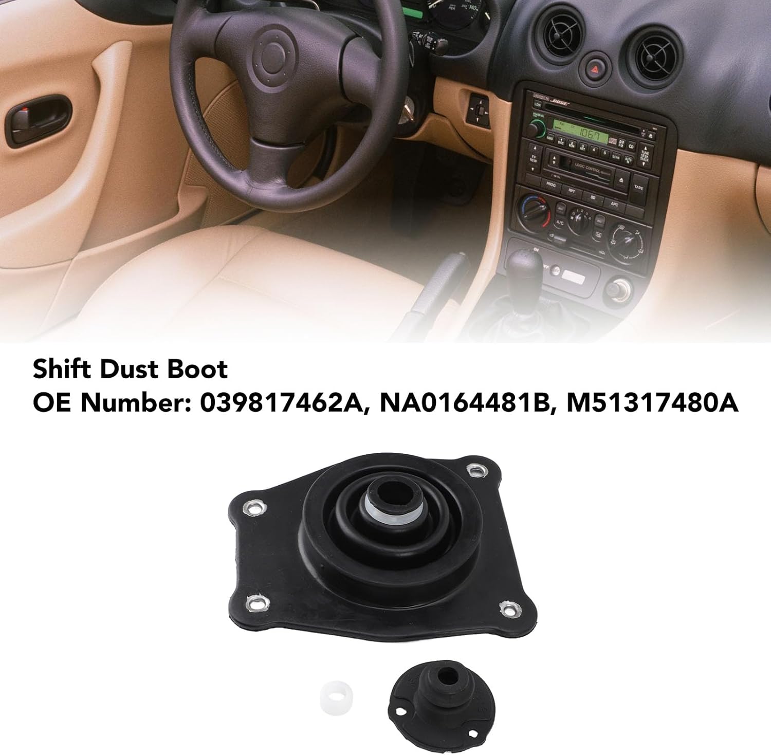 Acouto Change Lever Boot 039817462A NA0164481B M51317480A Lower Shifter Dust Boot Gear Lever Shift Boot Replacement for MX5 MX‑5 Miata Mk1 Mk2 Mk2.5