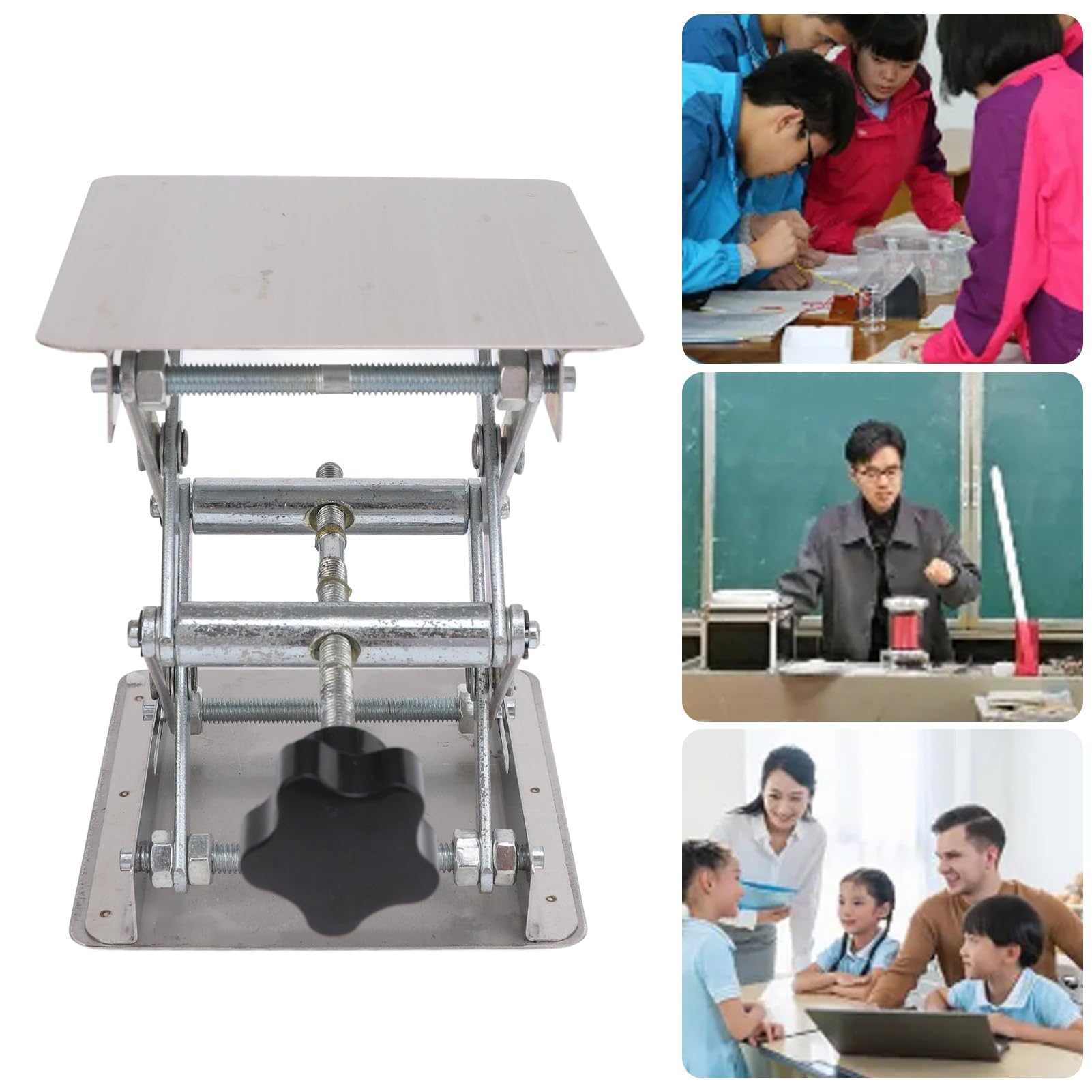 Stainless Steel Lab Jack Scissor Stand 4 * 4 inch Lab Stand Lifter Scientific Scissor Lifting Jack Laboratory Load 10kg Expandable Height 48?152mm