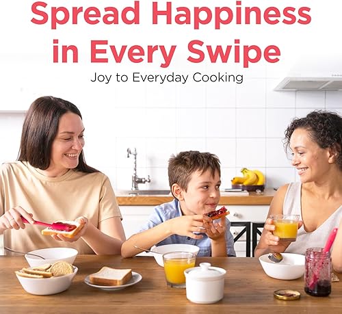 Miniatura 7 de Kitchen Mama WaltzGrip - Juego de espátulas de silicona platino para tarros: resistentes al calor, aptas para lavavajillas, agarre ergonómico, Rojo