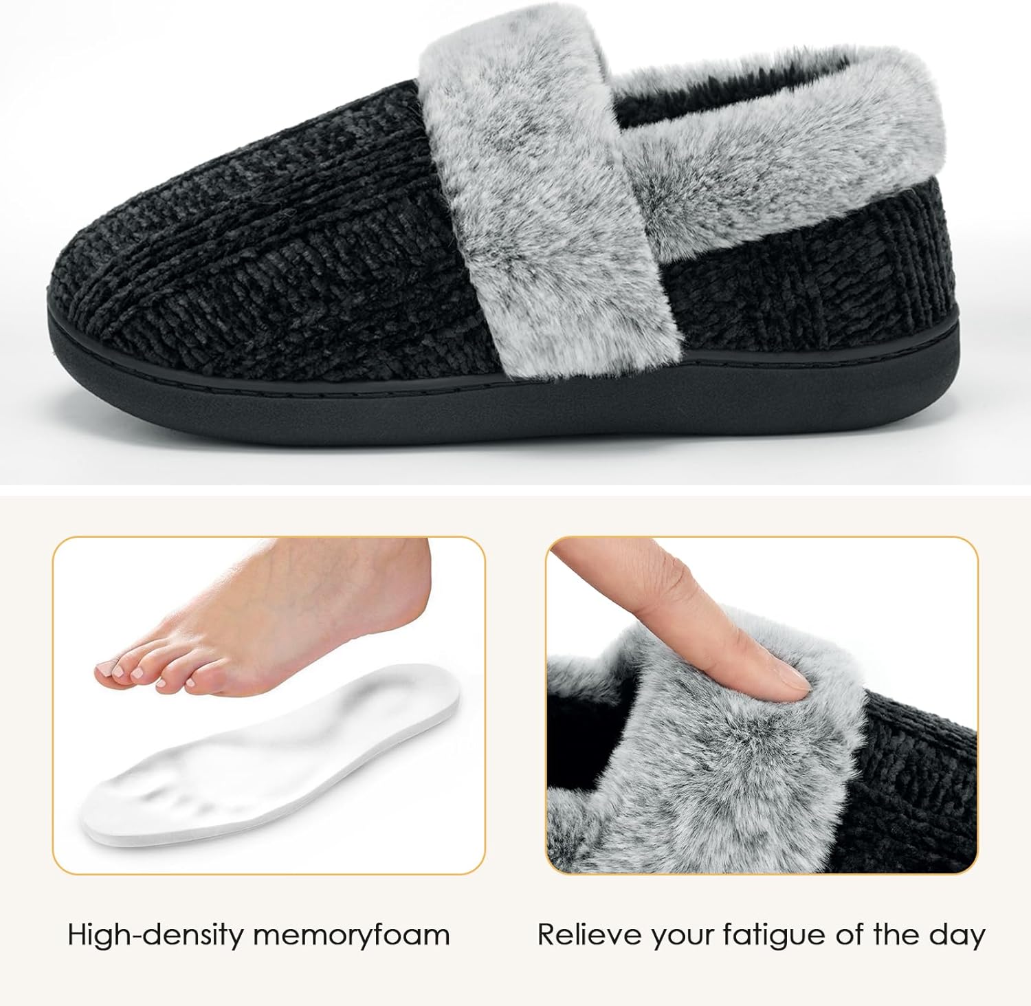 ATHMILE House Slippers for Women Memory Foam Closed Back House Shoes Outdoor Indoor Bedroom Slippers Chenille Knit Fleece Fuzzy Comfy Cozy - Image 4