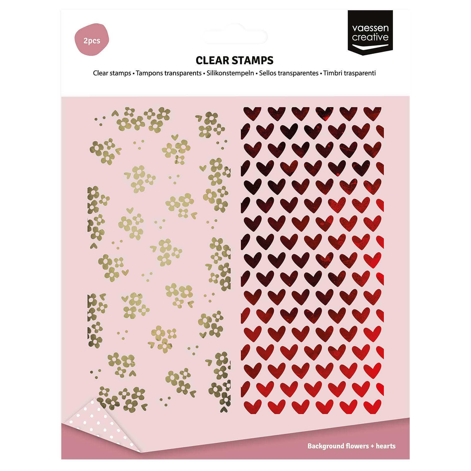 Vaessen Creative Clear Stamps 2 Pcs Hearts & Flowers Backgrounds Model 3625-0213