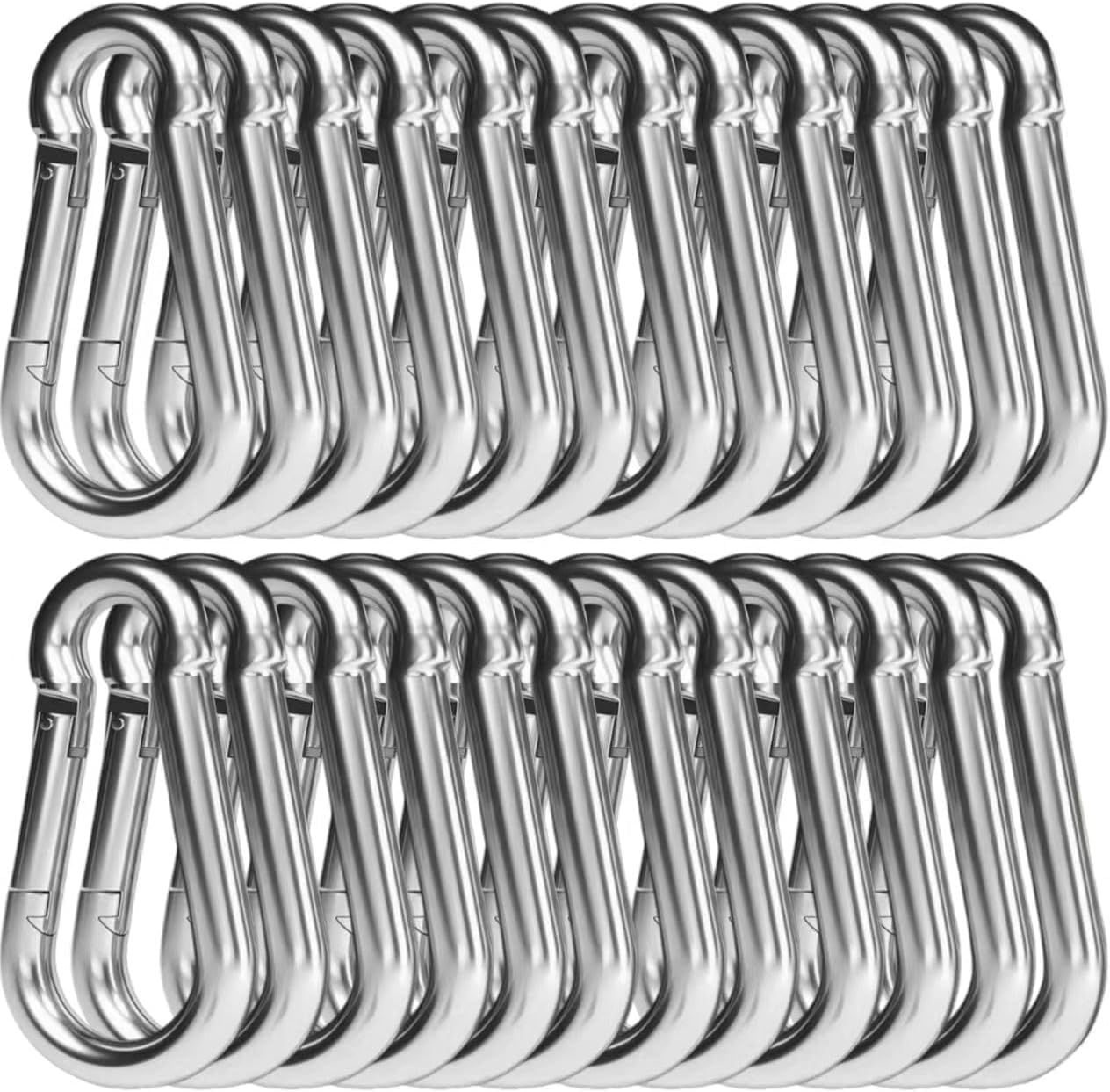 24Pcs M5 1.97" Galvanized Steel Spring Snap Carabiners for Keychain Leash