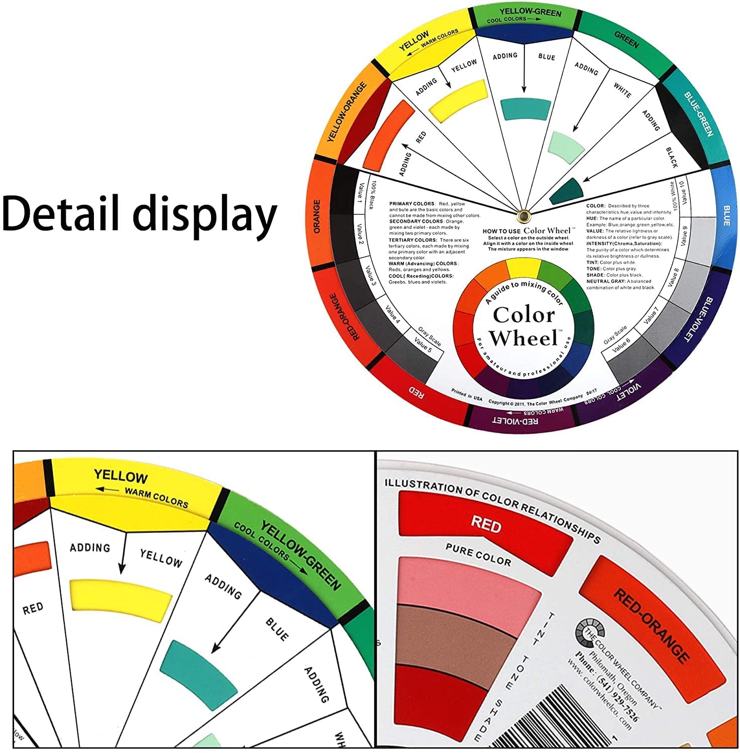 KIRA 1 Pc. Color Card – A Handy Color Mixing Guide for Students, Amateurs and Professionals – Definitions, Color Relationships, Color Wheel and More 4
