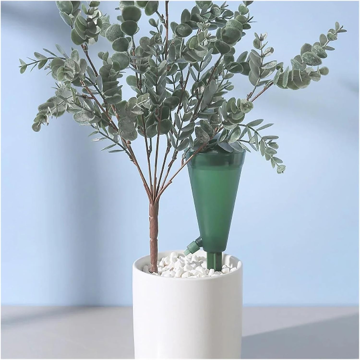 Transparent Funnel Shape Automatic Dripper with Flow Control, Plant Watering Device for Indoor Potted Plants and Garden Care(Green)