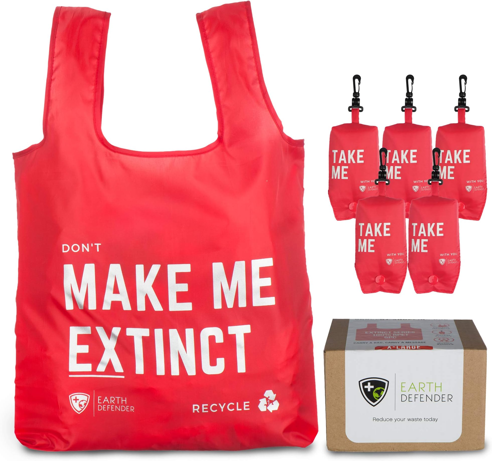 Extra Large Reusable Grocery Bags - Heavy-Duty Shopping Bags Recycled from 12 Plastic Bottles. Mini Pouches. Durable Canvas Eco Totes for Groceries. Washable, Foldable, Lightweight. Set of 5.