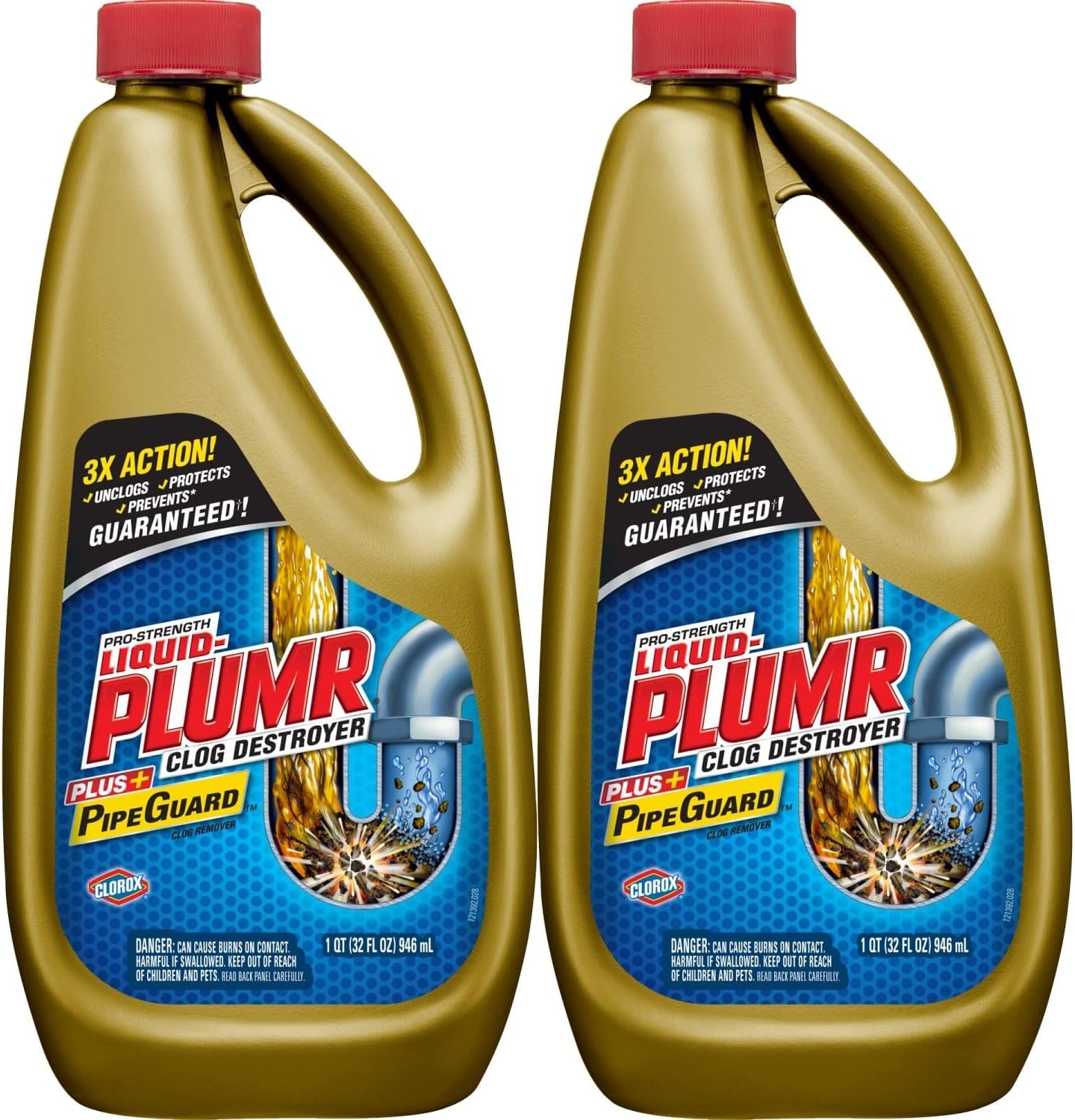 Liquid-Plumr Pro-Strength Full Clog Destroyer Plus PipeGuard, 32 oz Bottles - 2 Pack : Health & Household