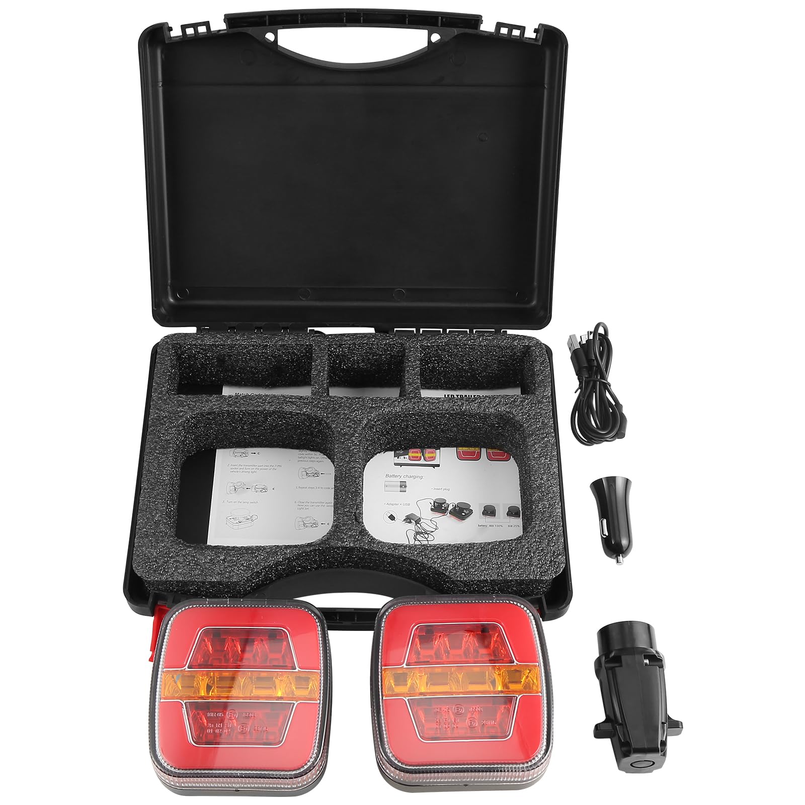 D-TECH Juego de Luces LED Inalámbricas Magnéticas para Remolque - Pilotos Traseros Homologados, Bluetooth, LED
