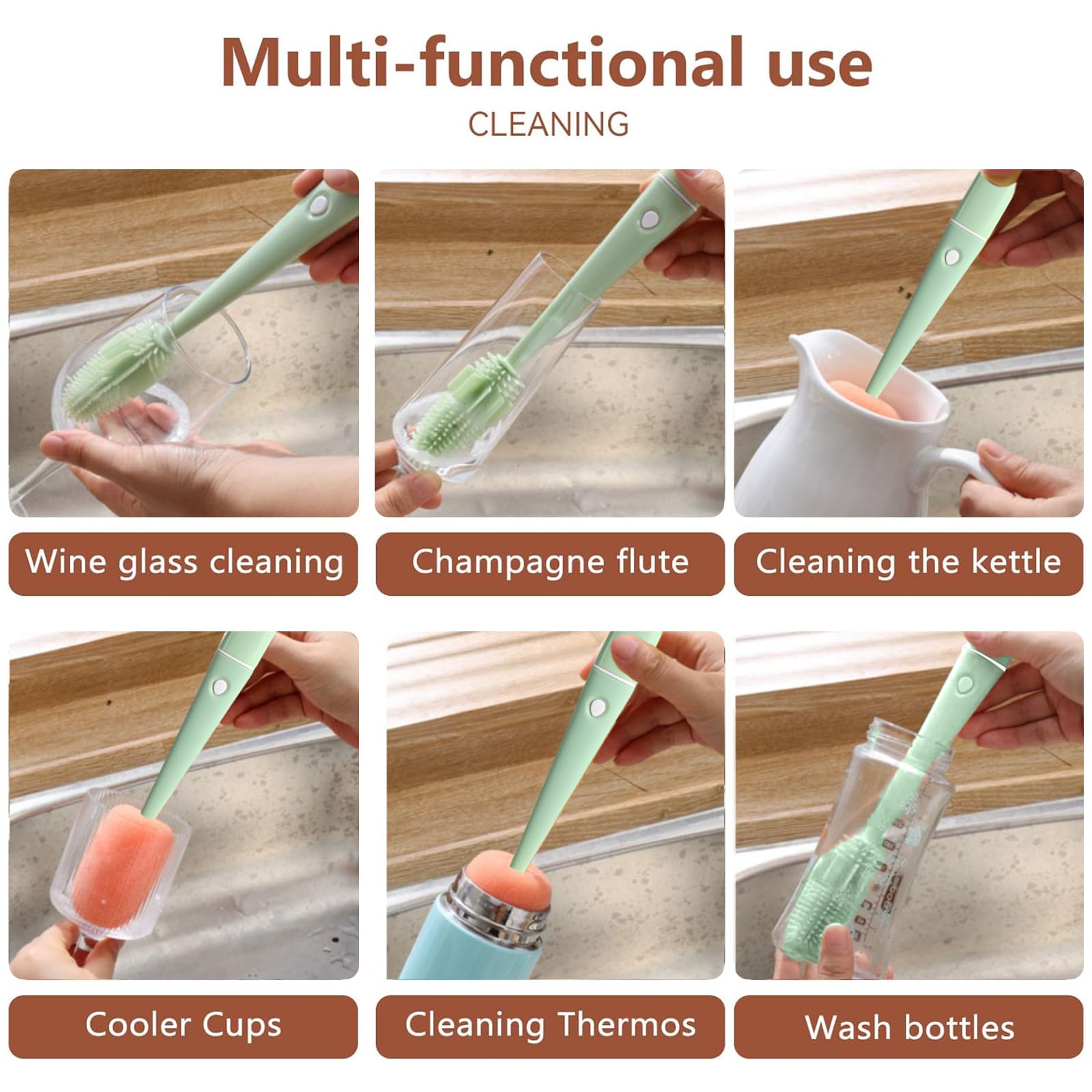 Lot De 4 Goupillons Pour Bouteilles - Longue Brosse, Goupillon Gourde, Nettoyage Biberon, Thermos, Blender