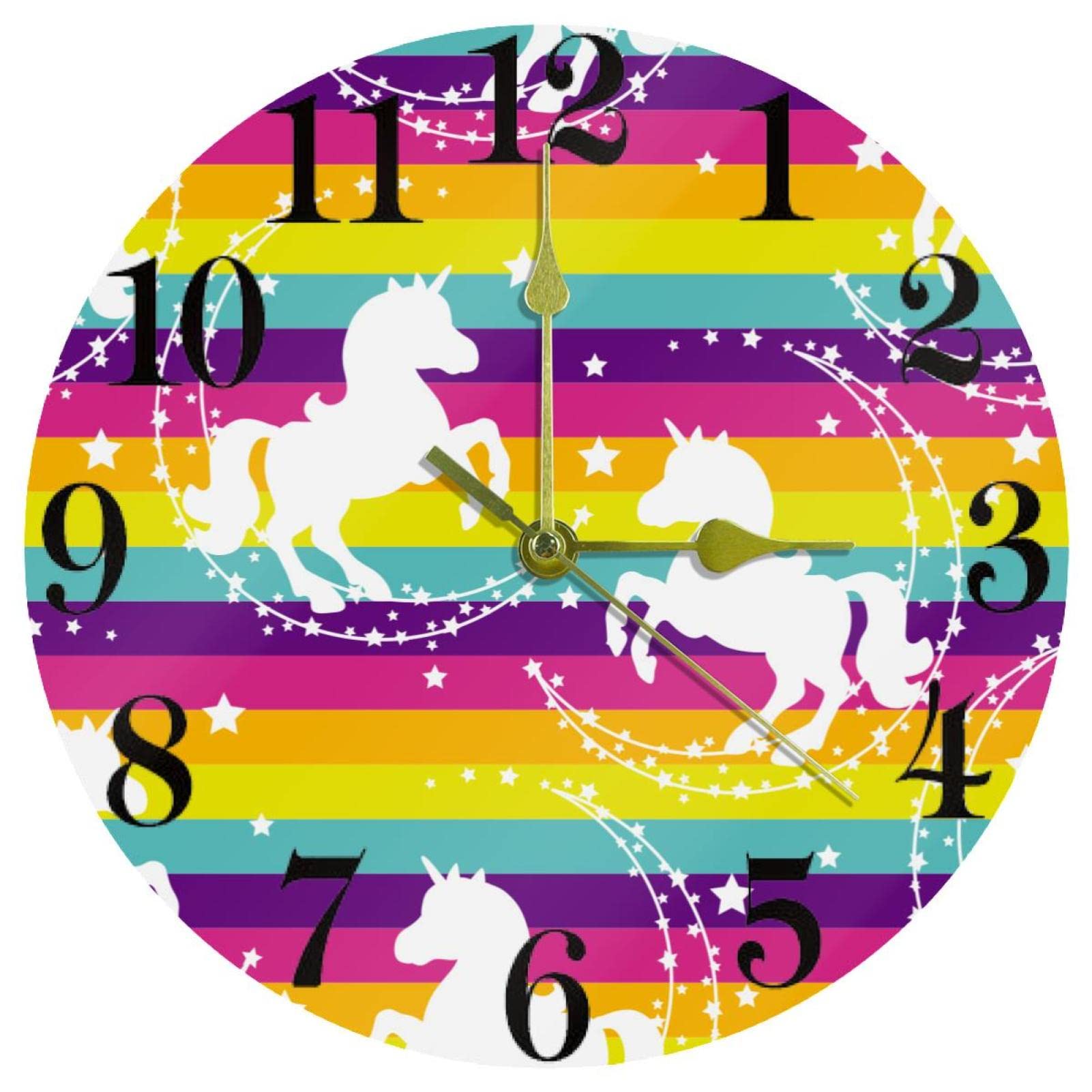 Horloge murale ronde licorne pour décorer une salle de jeux ou une salle de classe