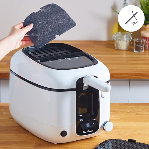Friggitrice MOULINEX SUPER UNO 2,2 L di olio 1,5 kg di capacità Componenti lavabili in lavastoviglie Ciotola antiaderente amovibile facile da pulire Filtraggio degli odori Proteggi schizzi Timer AM314 - 6