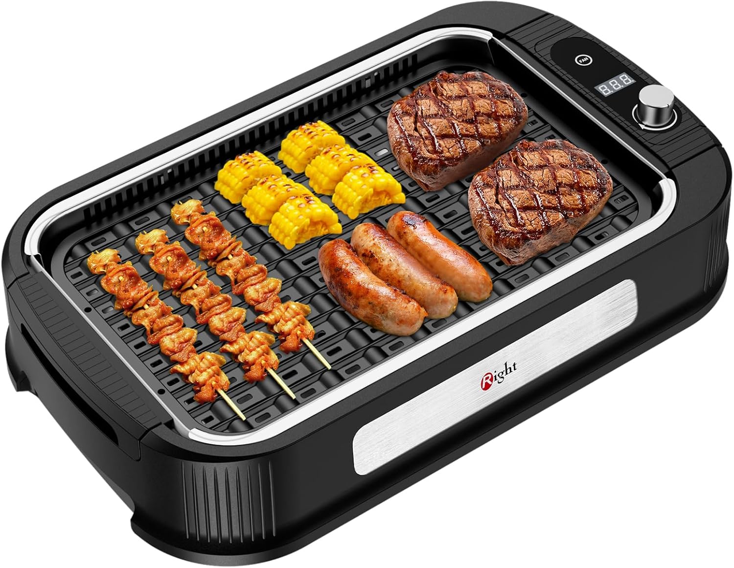 Indoor Grill, Smokeless Indoor Electric Grill & Griddle with Turbo Smoke Extractor Technology, Non-stick Cooking Surfaces, Tempered Glass Lid, 1500W Quick Heating, Great for Party