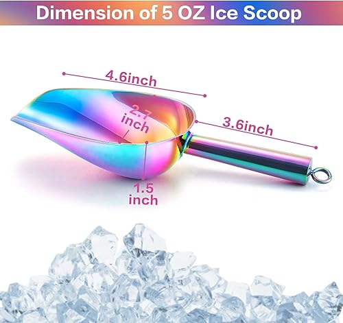Miniatura 9 de TeamFar Cuchara de hielo de 5 onzas, recipiente de acero inoxidable para dispensador de cocina, tarros de bufé, saludable y resistente, multiusos y