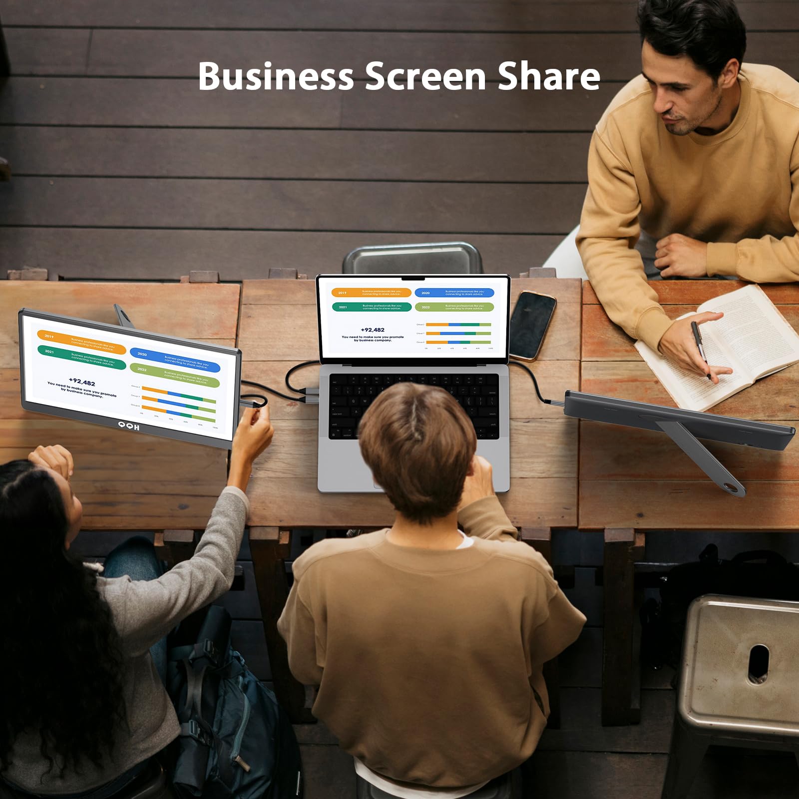 QQH Portable Monitor, 15.6" FHD 1080P IPS Travel Monitor Kickstand for Laptop with HDR, Ultra Slim, Eye Care, Plug&Play USB C HDMI External Second Screen for PC Phone MAC PS5 Xbox Switch