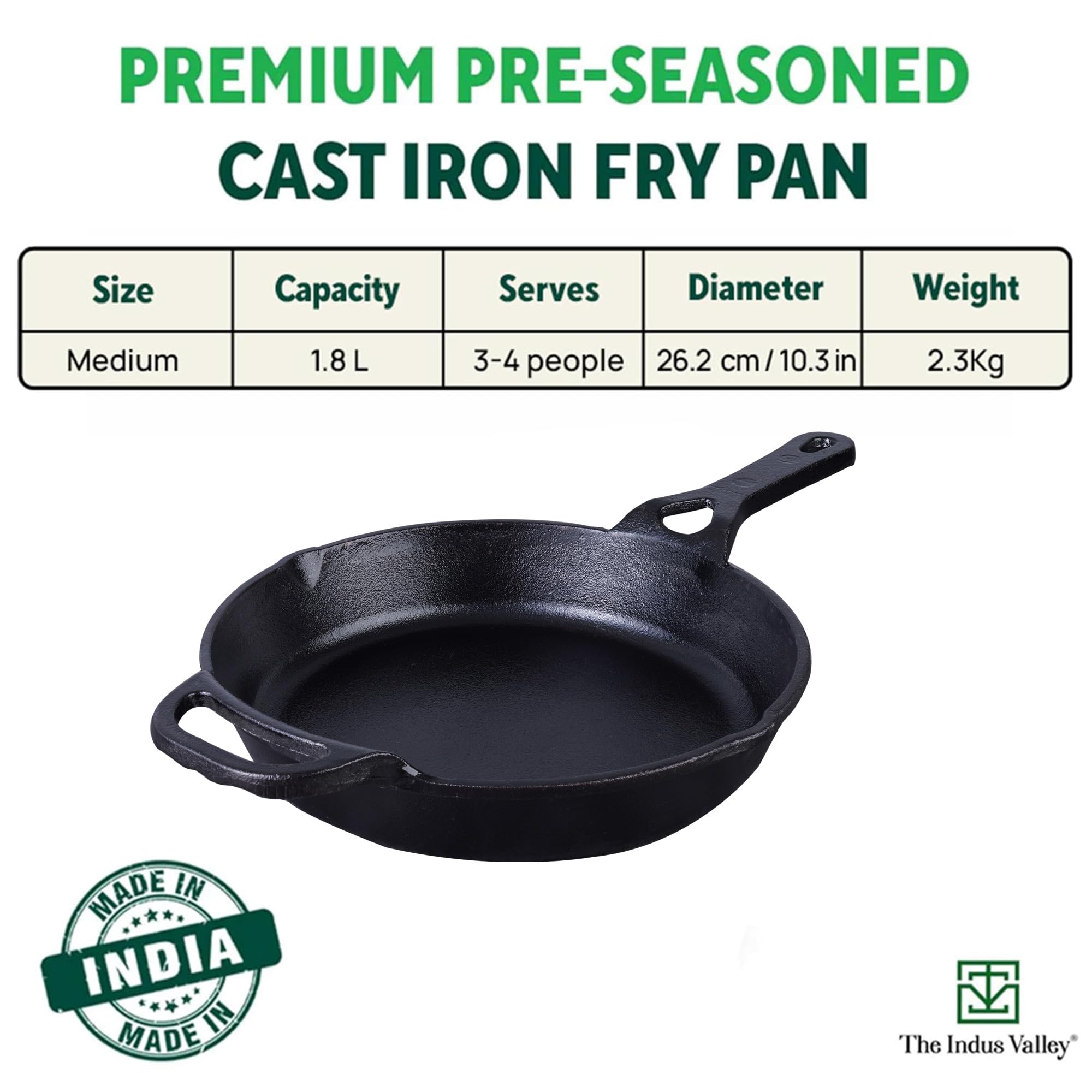 The Indus Valley Cast Iron Fry Pan - Toxin-Free & Flavorful -2