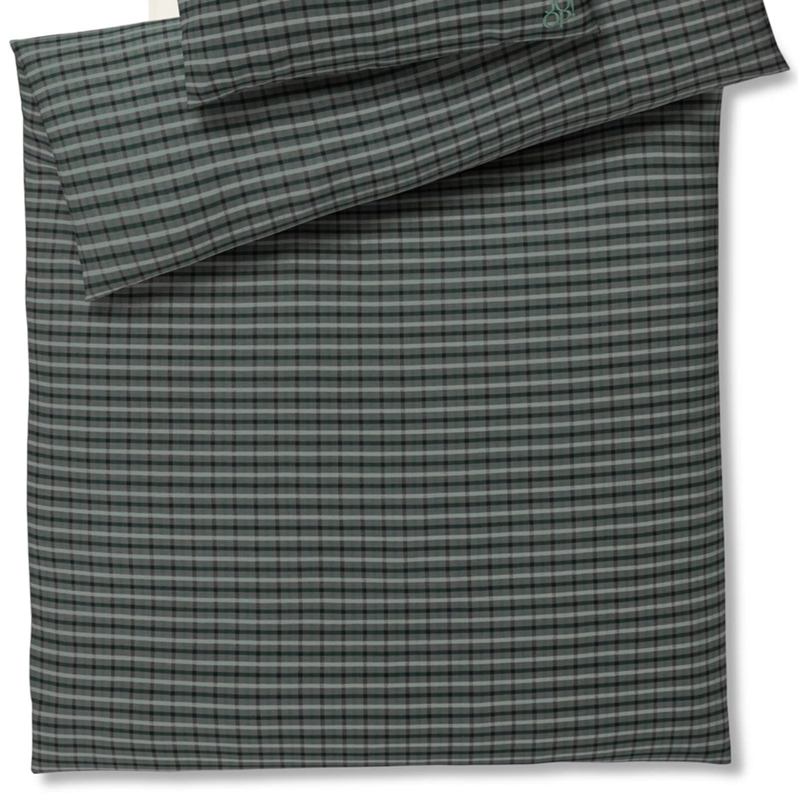 Joop! Bettwäsche Soft Mesh 45005 04 Green Flanell Streifen Karo Grau Grün Gestreift Winter, Größe:135 cm x 200 cm