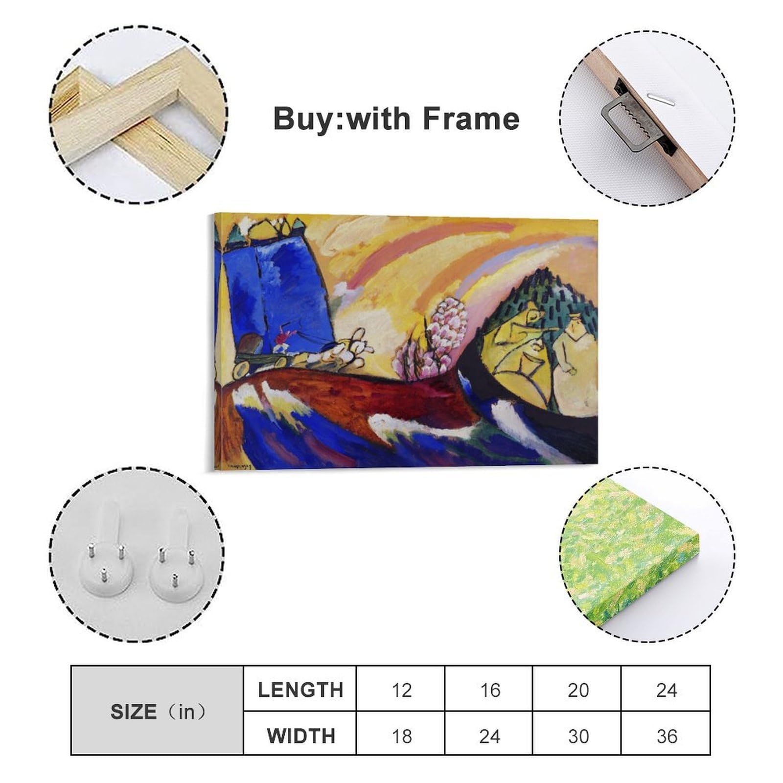 generisch Troika by Wassily Kandinsky, impresiones en lienzo modernas, pinturas decorativas para habitación de niños o niñas, murales para sala de estar y pinturas con motivos navideños, 60,5 x 91,4