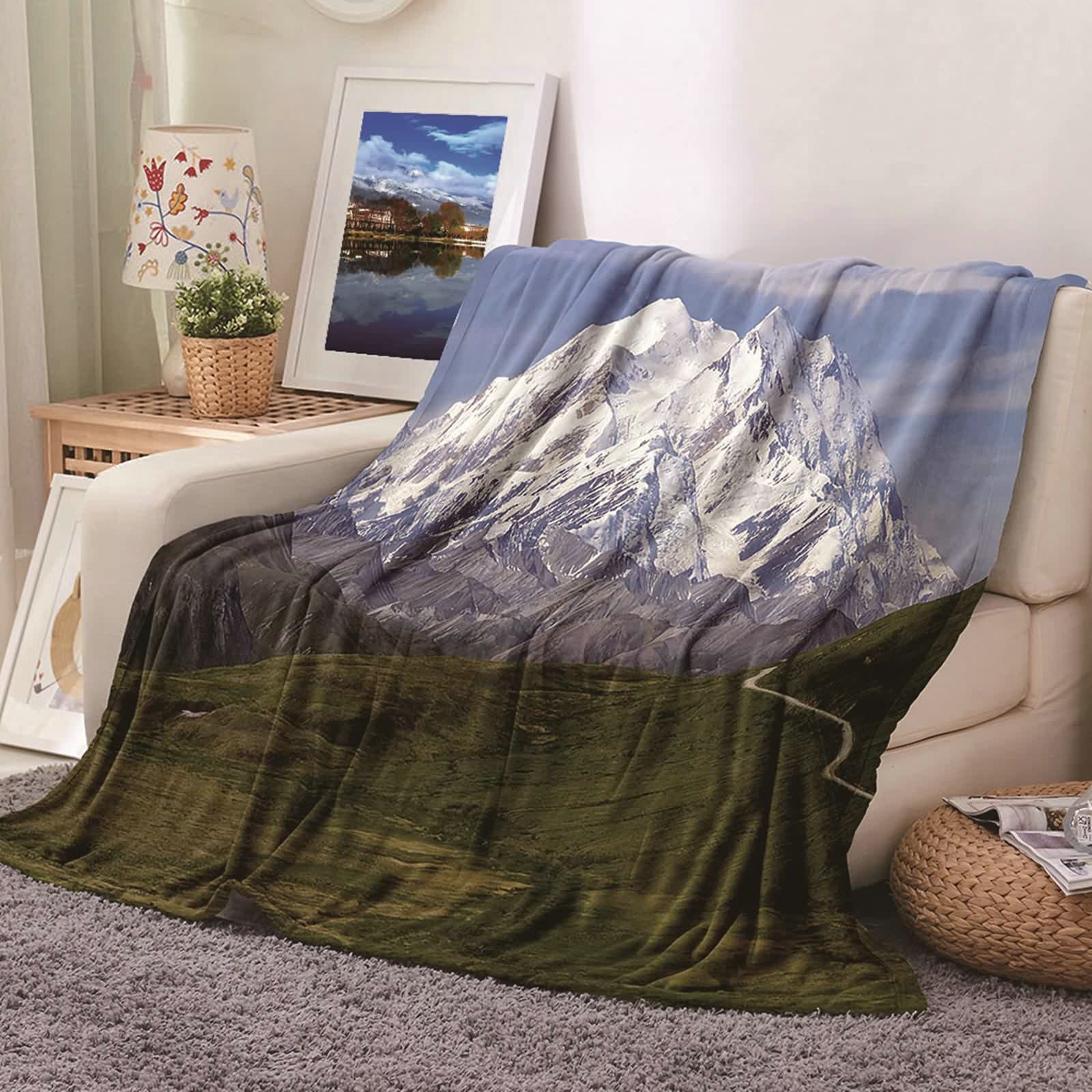 Aeici Couverture Polaire, Couverture Enfant Couverture 150x200 cm Montagne Couverture de Canapé pour Salon Canapé Lit