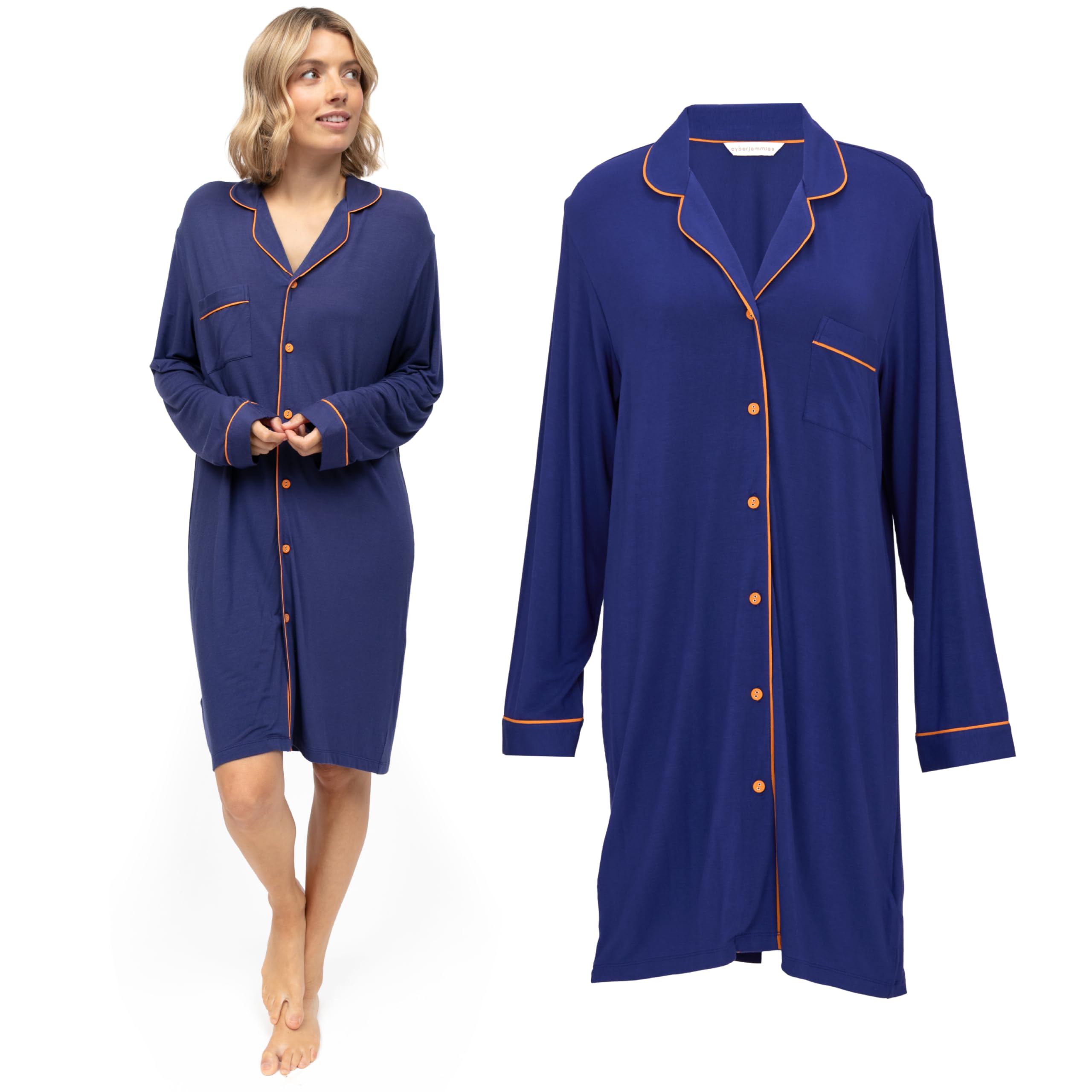 Cyberjammies Women's Indigo Revere Jersey Nightshirt | Soft Modal Pyjamas | Comfortable Pjs Nightie And Nightdress | Relaxed Lounge Wear Style