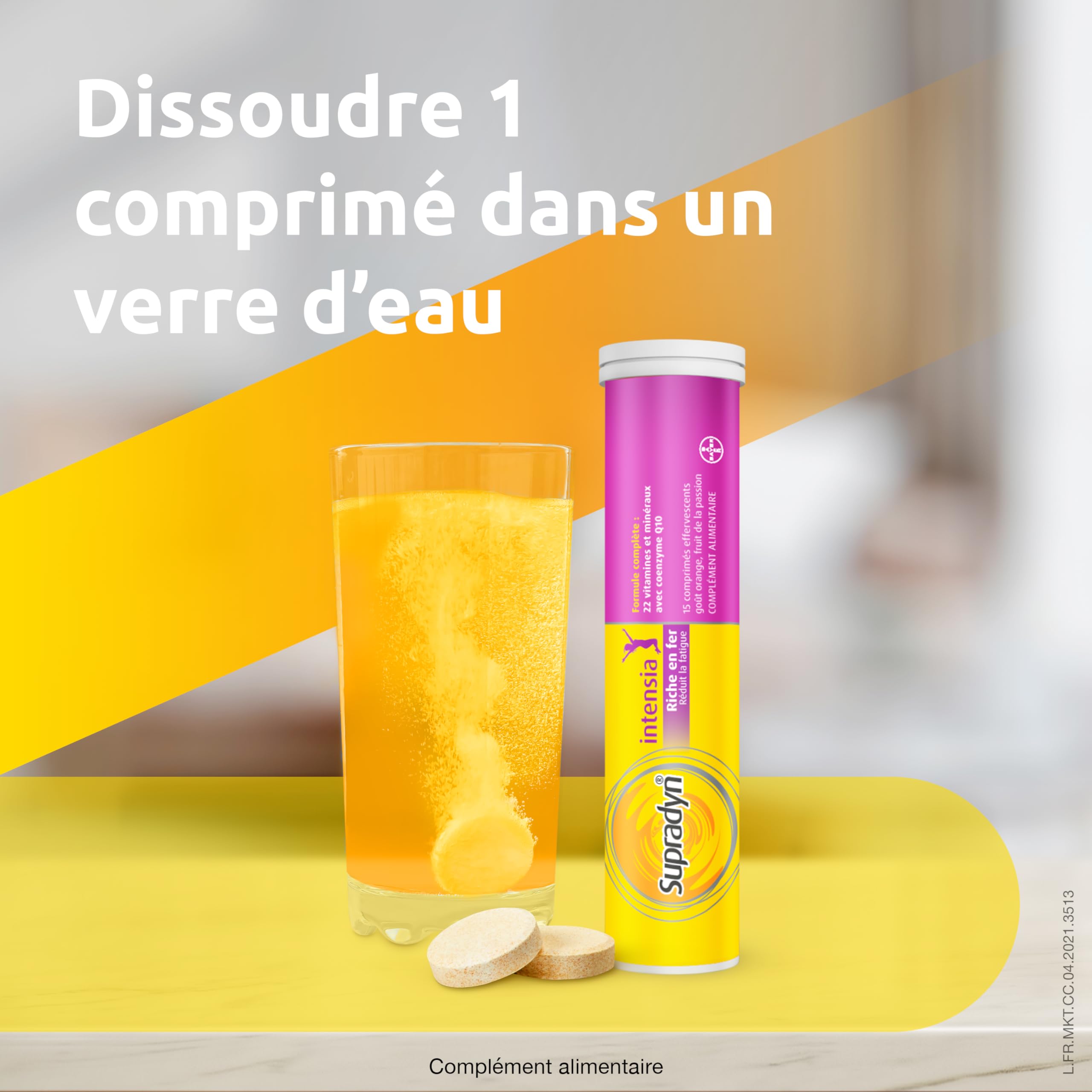Supradyn Intensia - Multivitamines dont vitamine C, Vitamine D, Minéraux (Fer,Magnésium, Calcium) et coenzyme Q10 - Aide à réduire la Fatique - 2x30 comprimés effervescents
