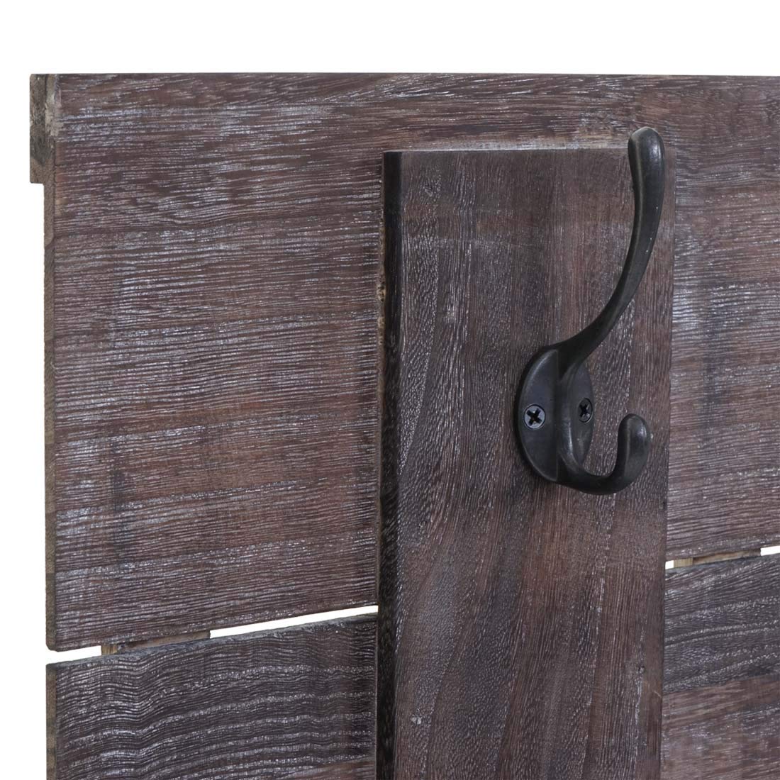 Mendler Wandgarderobe HWC-C89 Family 8 Haken 60x90cm - braun, shabby