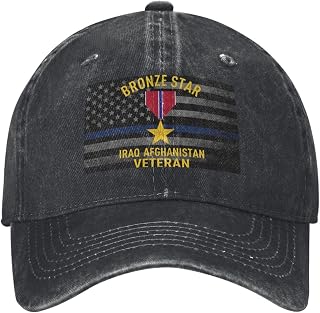 Bronze Star Afghanistan and Iraq Veteran Baseball Cap Adjustable Personalized Adult Sports Hats