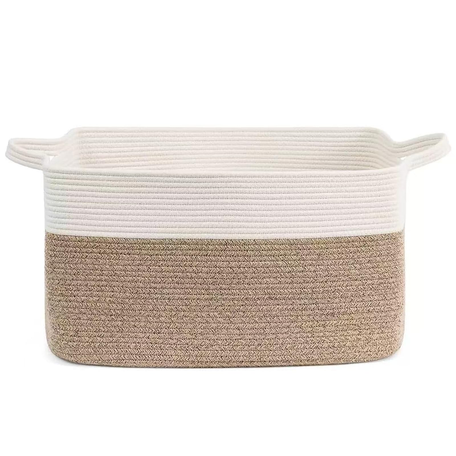 Dntorx 1Pcs Woven Storage Basket Cotton Rope Shelf Basket Brown