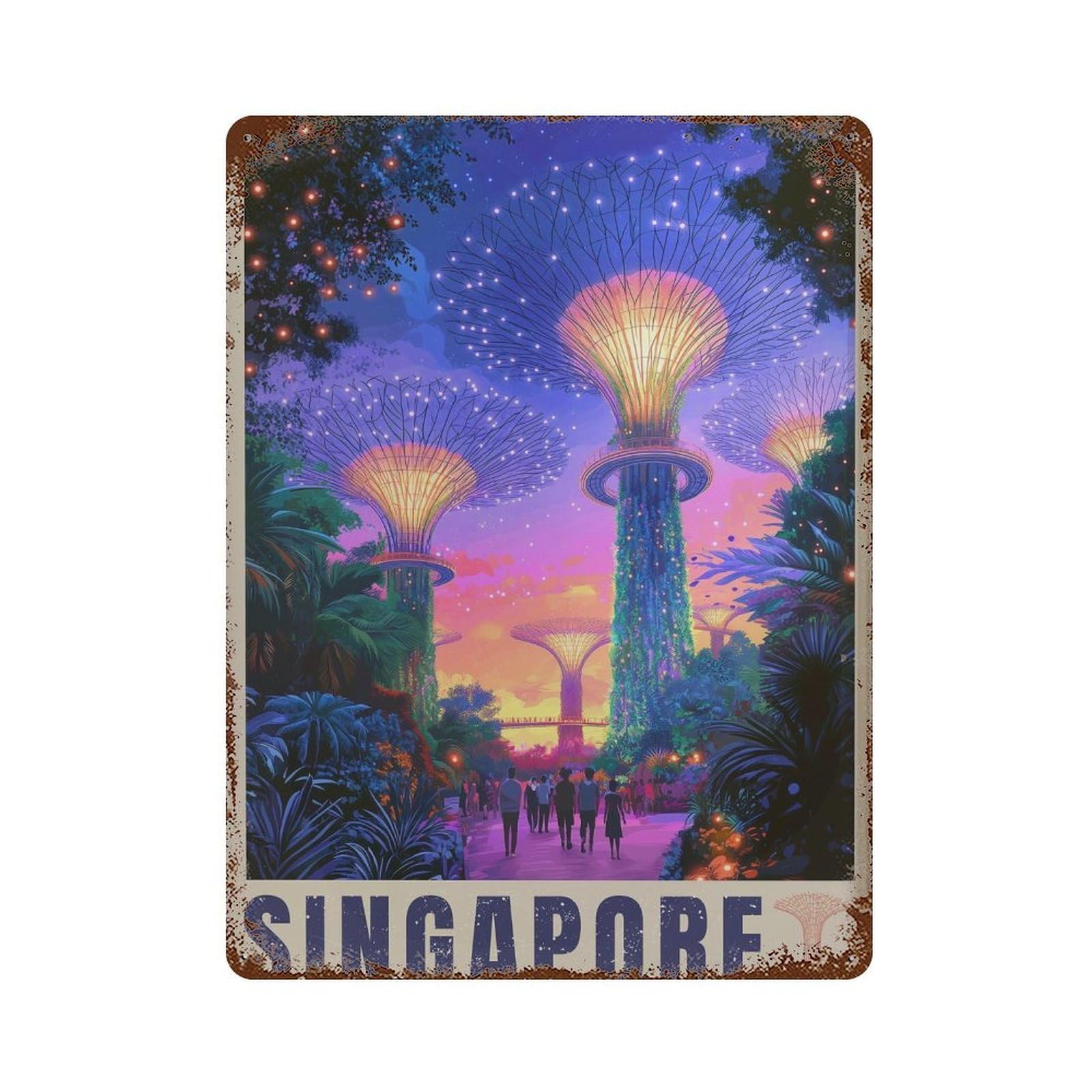 xiaoxiaoshen Singapore Travel Gardens by The Bay Wall Decor Art Metal Tin Poster Modern Home Decor Art Home Bar Shop Decorations Vintage Sign 40x30cm